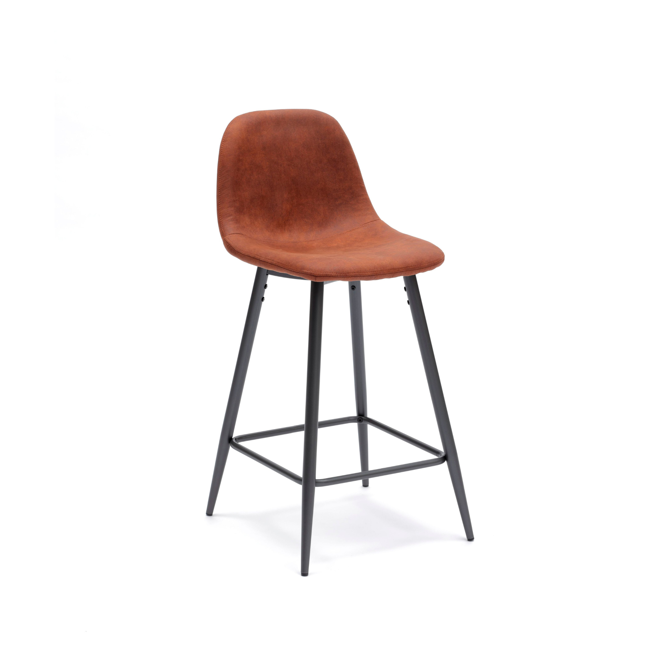 Set of high padded stools "Brig" in imitation leather with footrest cm 50x44 84h