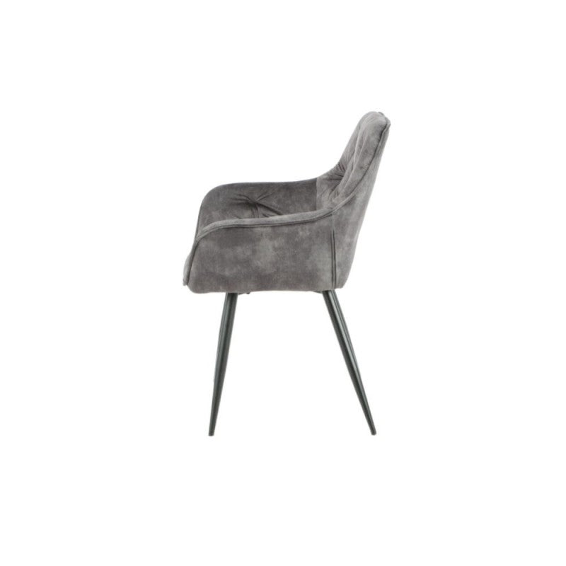 Set of "Senna" dining chairs upholstered in velvet with black metal legs, 59x60 cm, 86h