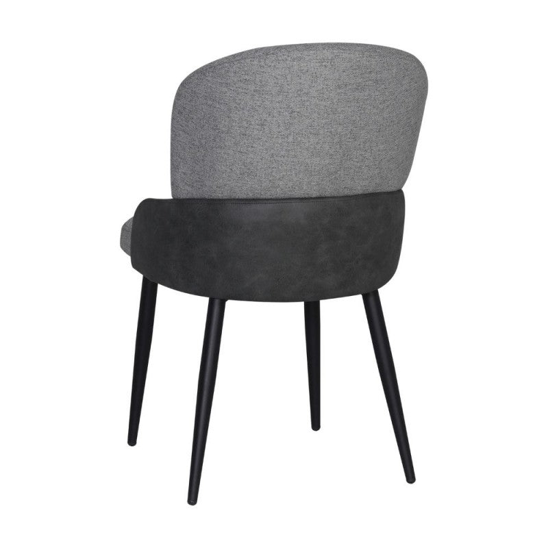 Set of "Simo" dining chairs upholstered in fabric and eco-leather with metal legs, 52x60 cm, 87h