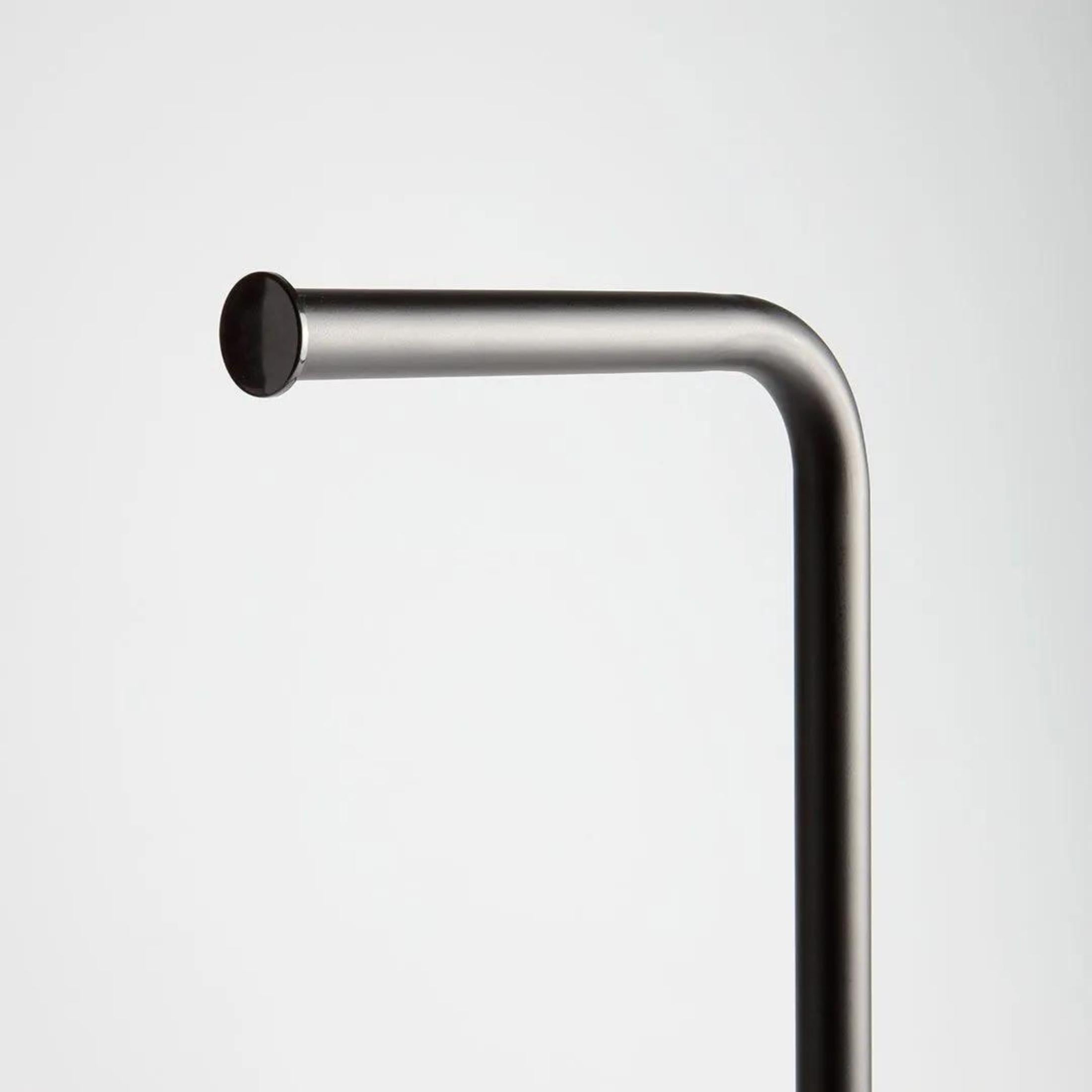 "Friedrich" freestanding toilet roll holder with brush holder in matt black metal and oval base