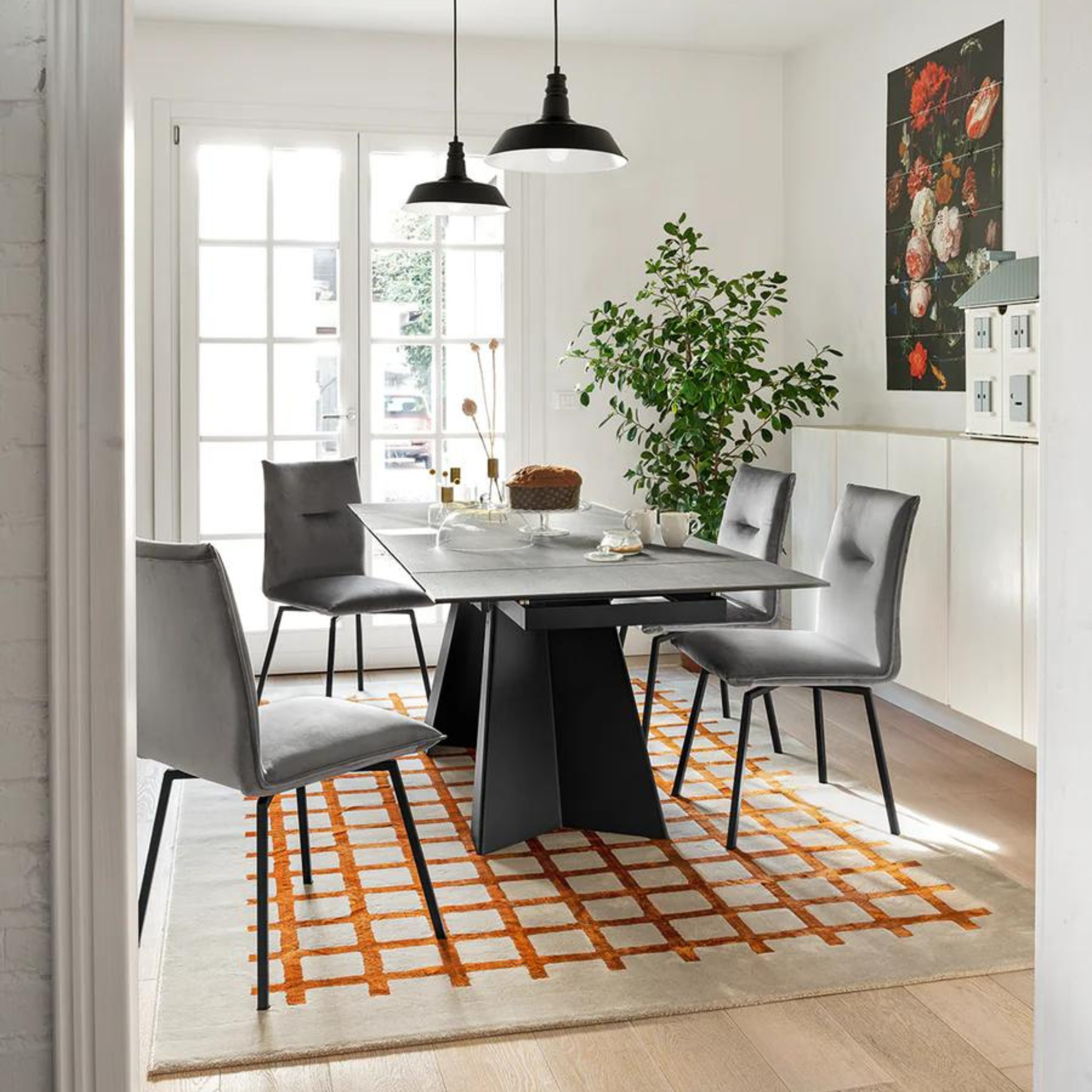 Modern living room chair "Maya" with ash fabric seat cm 51x61 92h