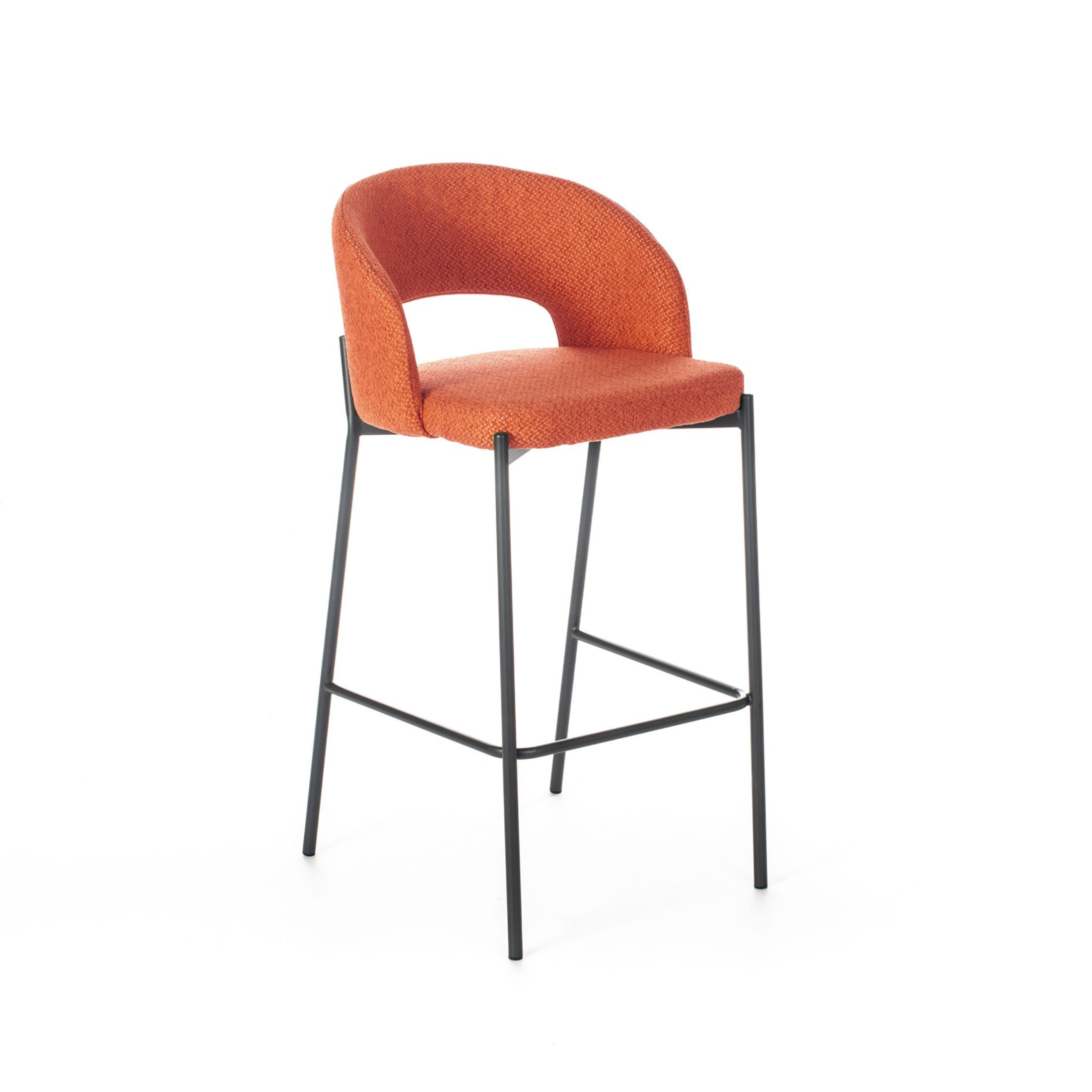 Set of "Alan" high stools in padded fabric with footrest cm 52x50 98h