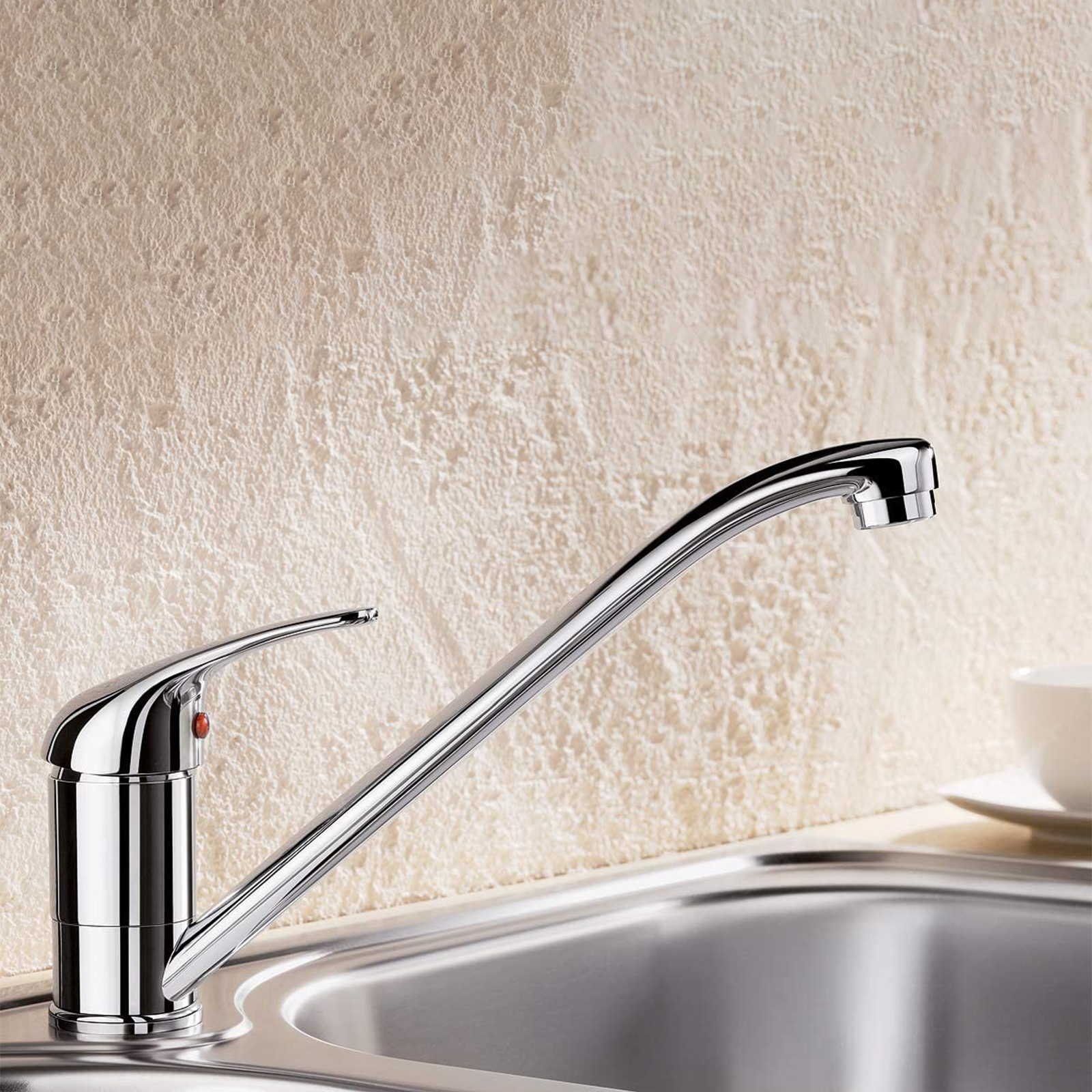 "Euro" sink mixer in chromed brass with ø 40 mm cartridge