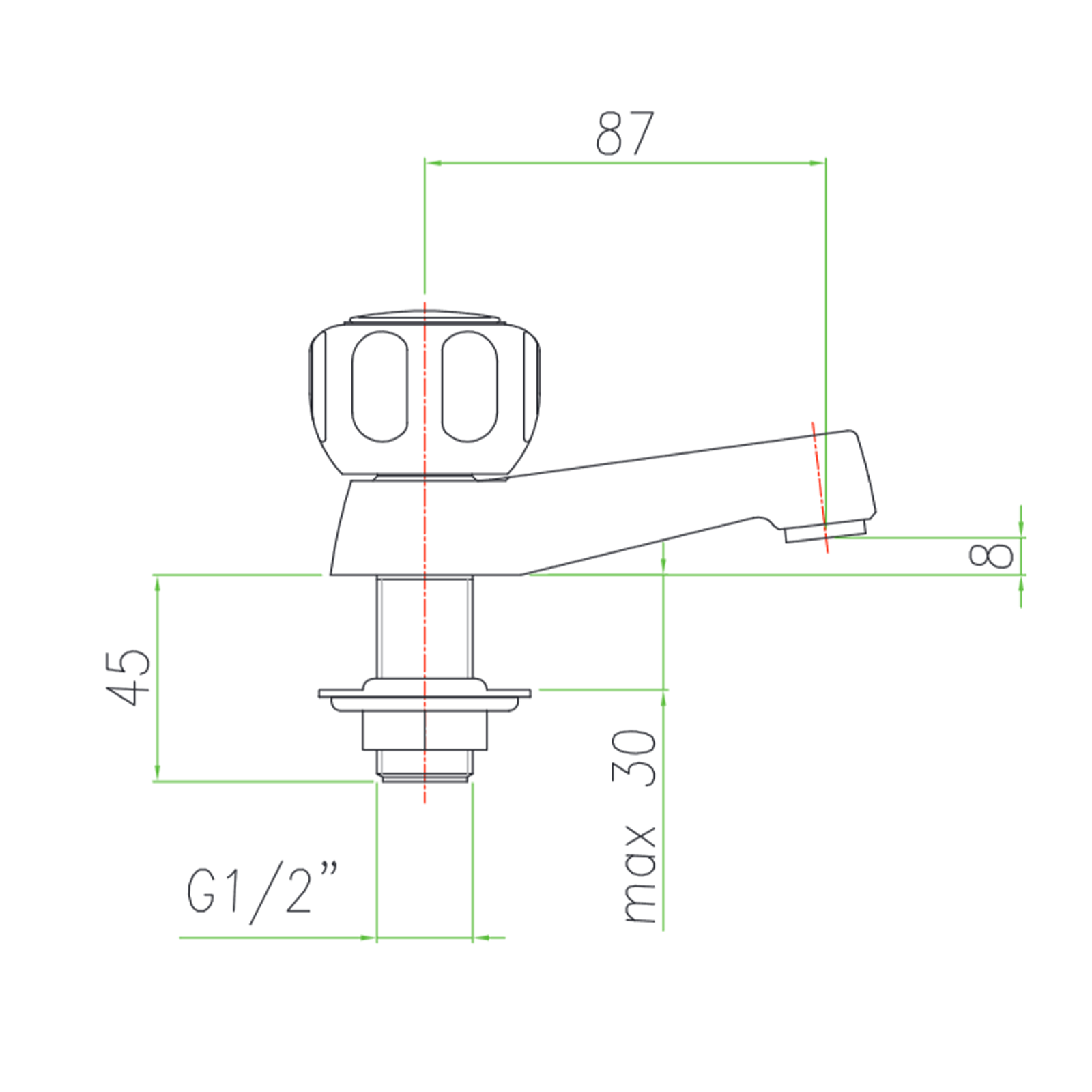 "Astro" swan neck mixer tap in chromed brass with 1/2" connection