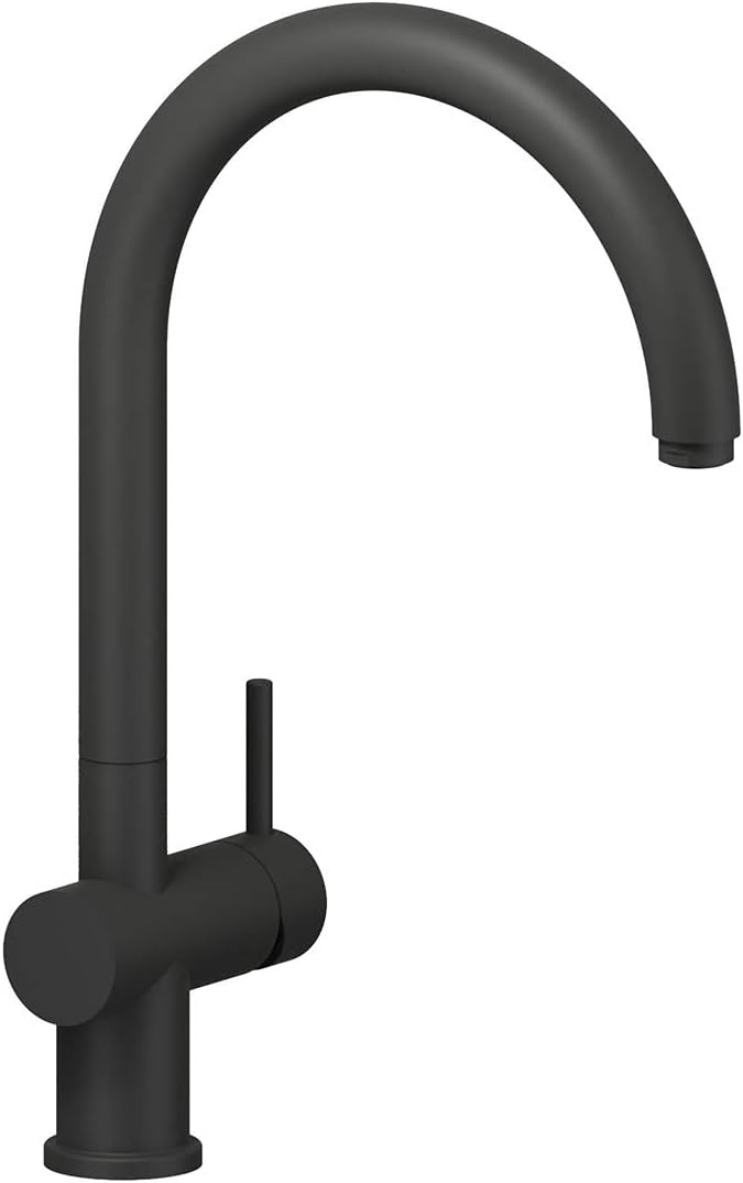 "Gemini" high-spout mixer tap for modern sink in matte black