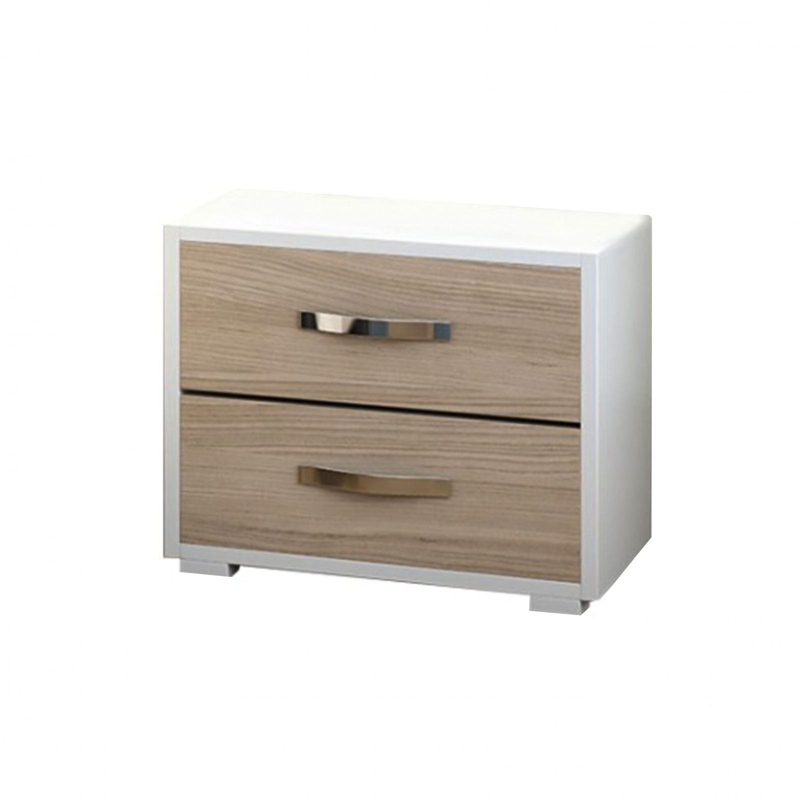 Modern elm wood bedside table, 2 drawers, 52x36 cm, 43h