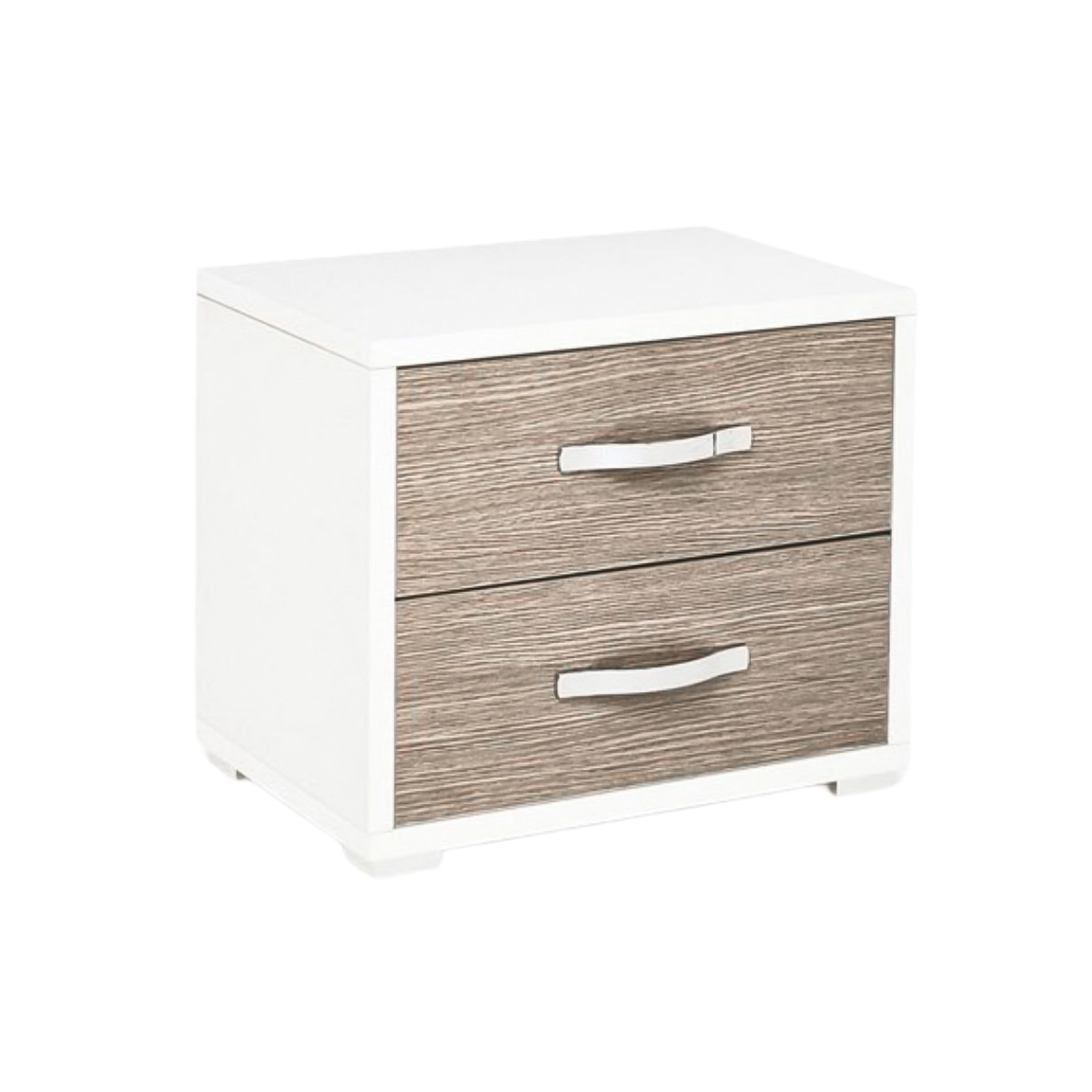 Modern elm wood bedside table, 2 drawers, 52x36 cm, 43h
