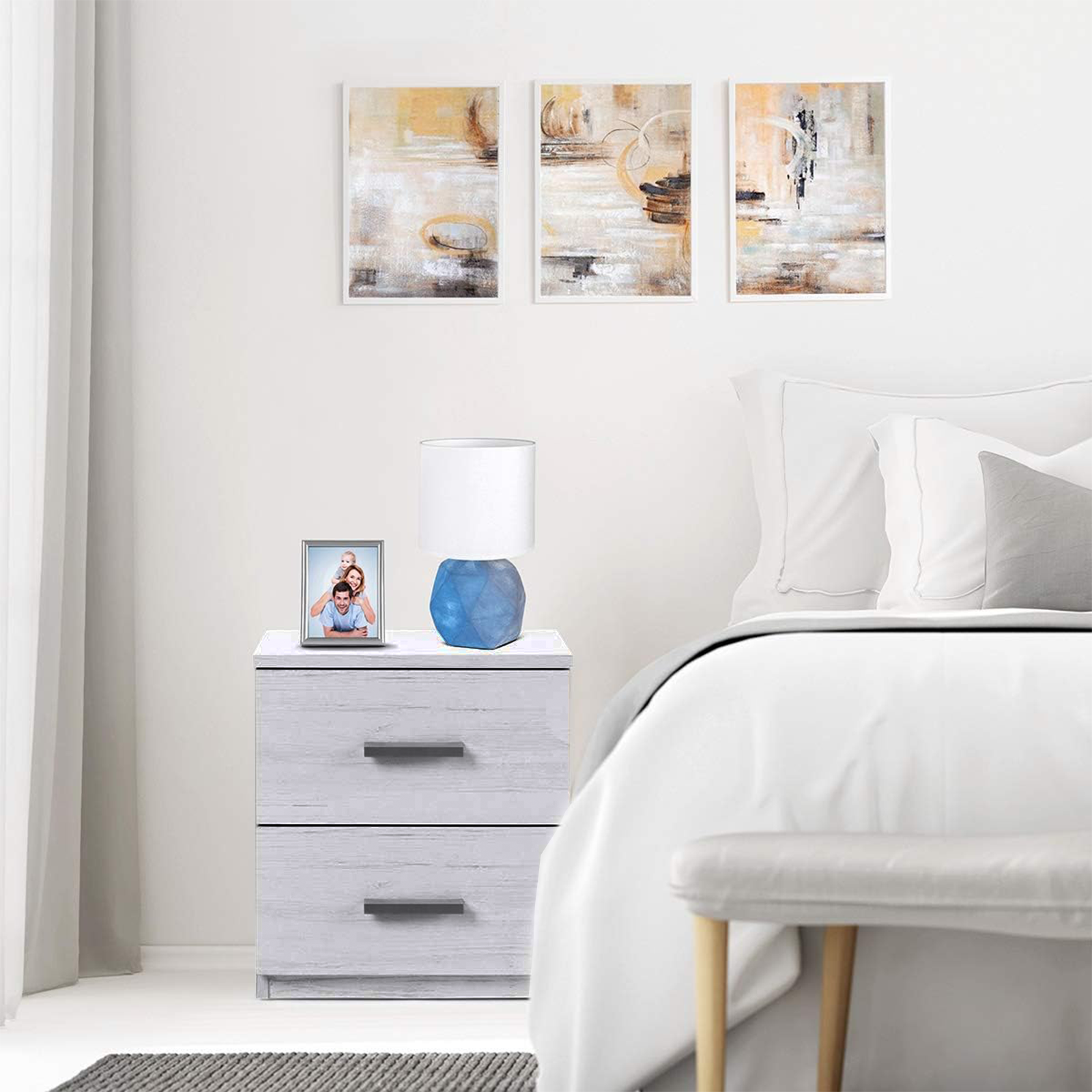 Modern wooden bedside table "Ven" 2-drawer bedside cabinet 44.5x40 cm 33h