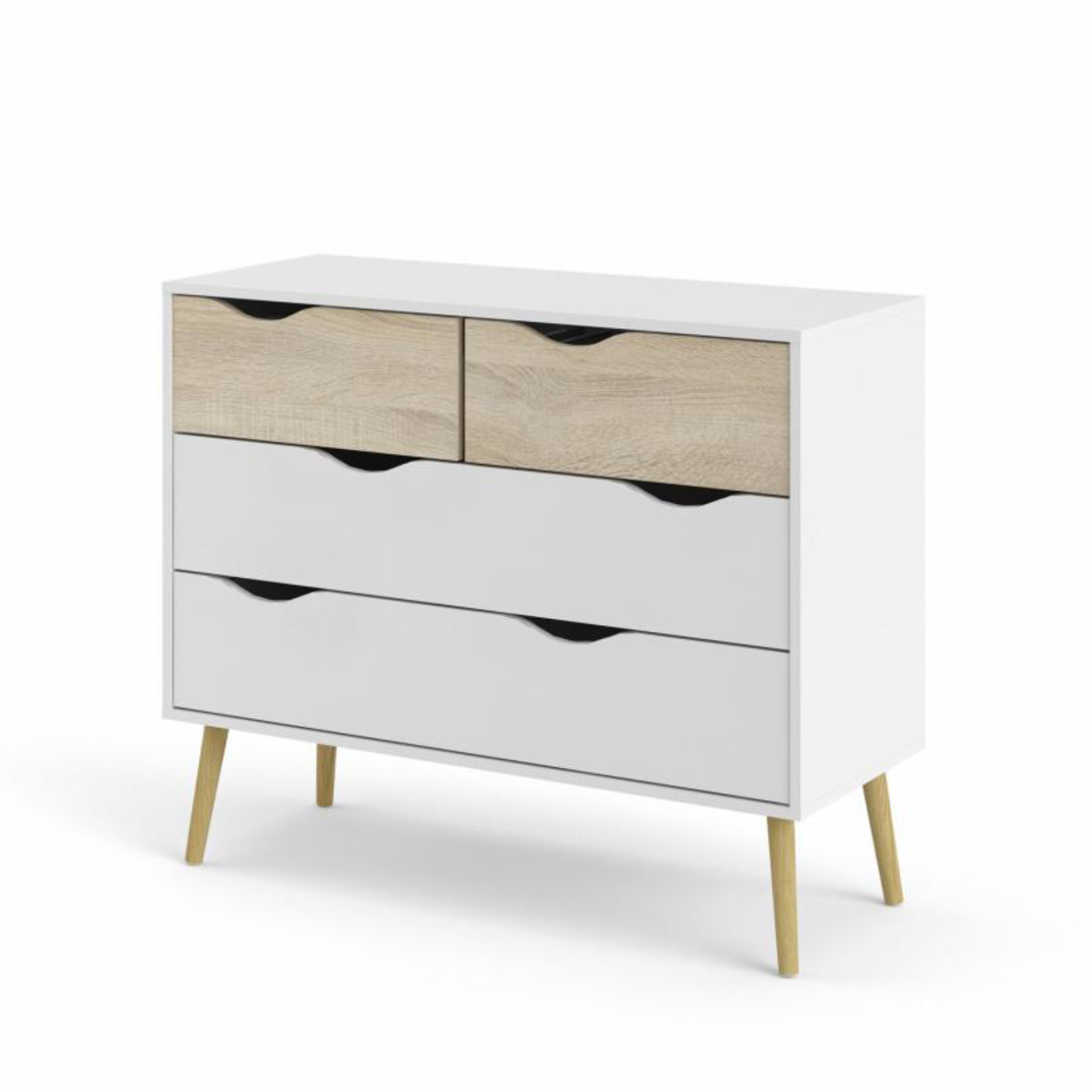Modern "Oslo" bedroom chest of drawers in white and oak wood