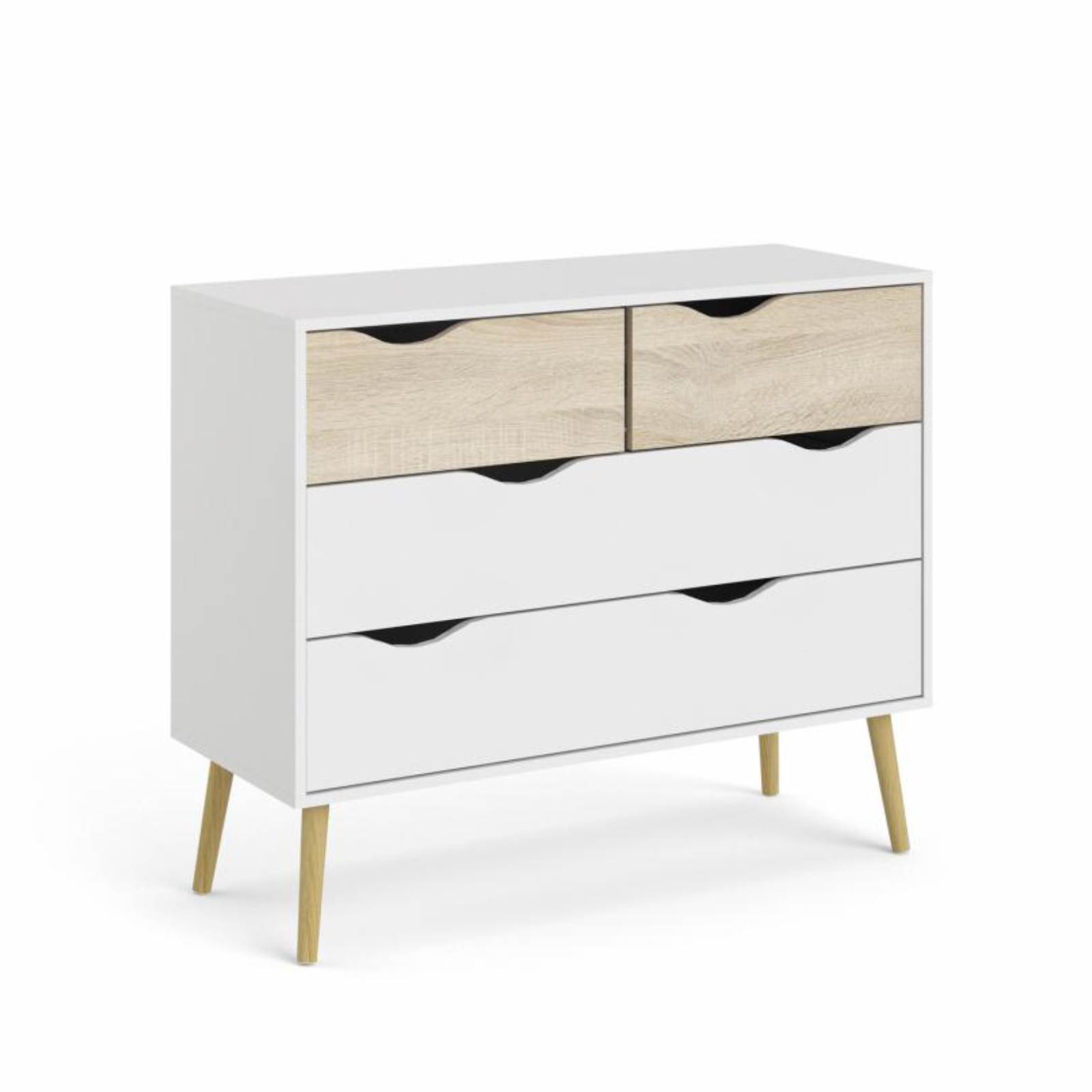 Modern "Oslo" bedroom chest of drawers in white and oak wood
