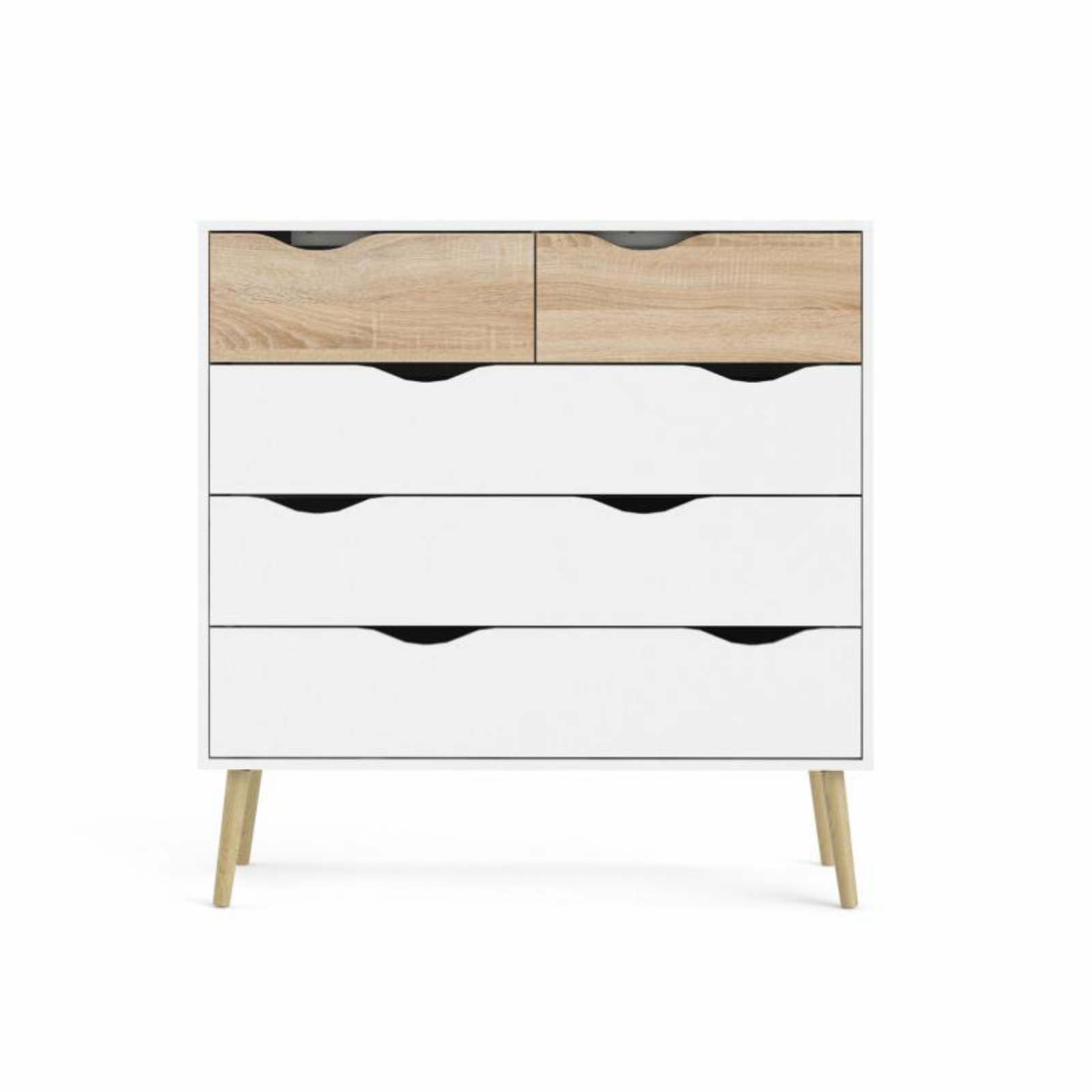 Modern "Oslo" bedroom chest of drawers in white and oak wood