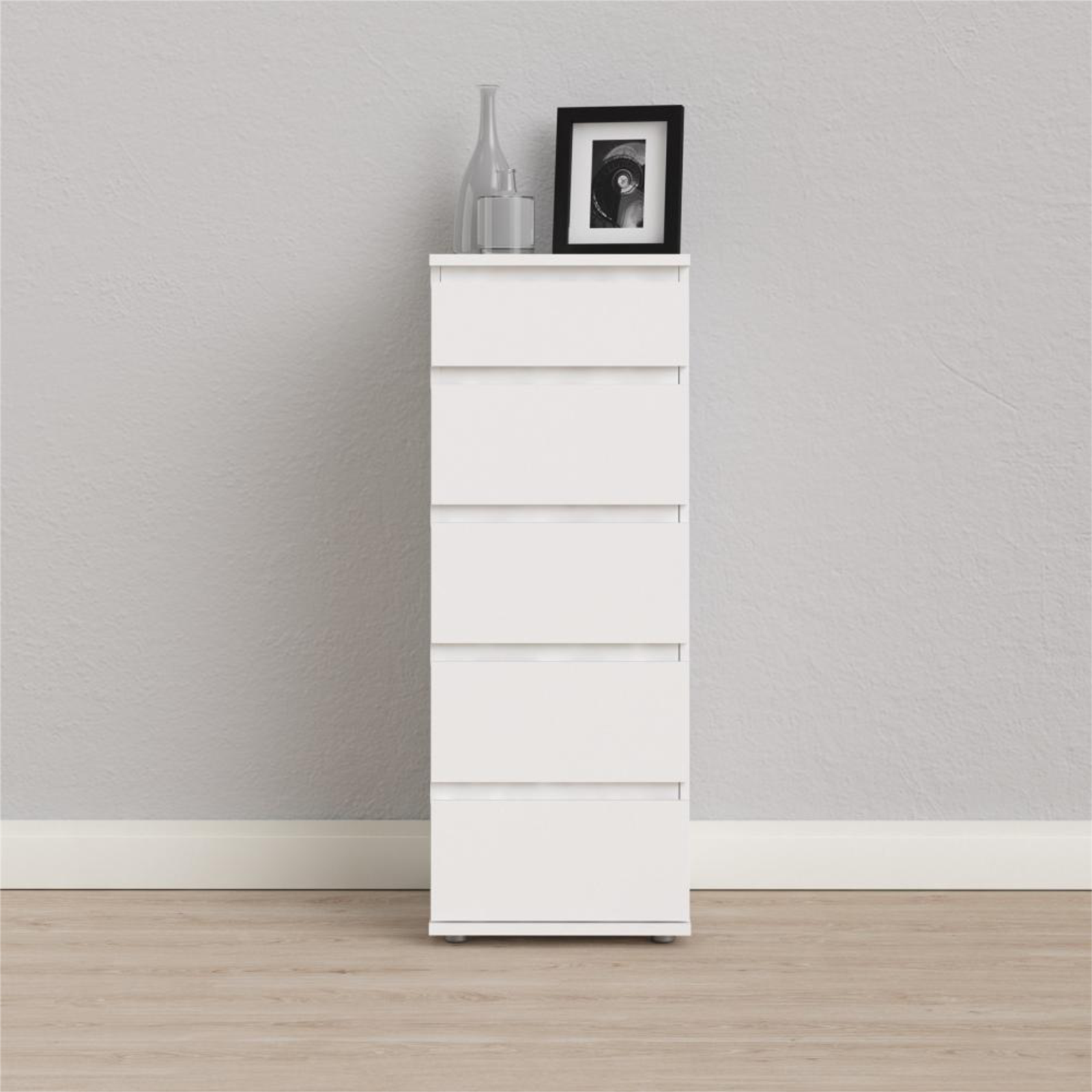 Modern "Nova" bedroom chest of drawers in white and oak wood