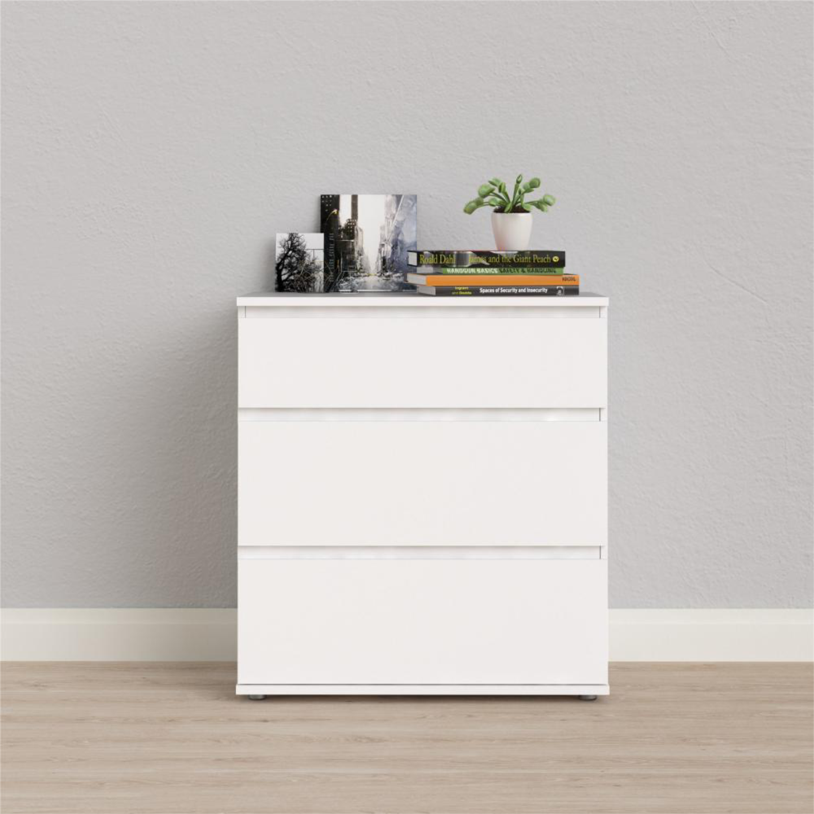Modern "Nova" bedroom chest of drawers in white and oak wood