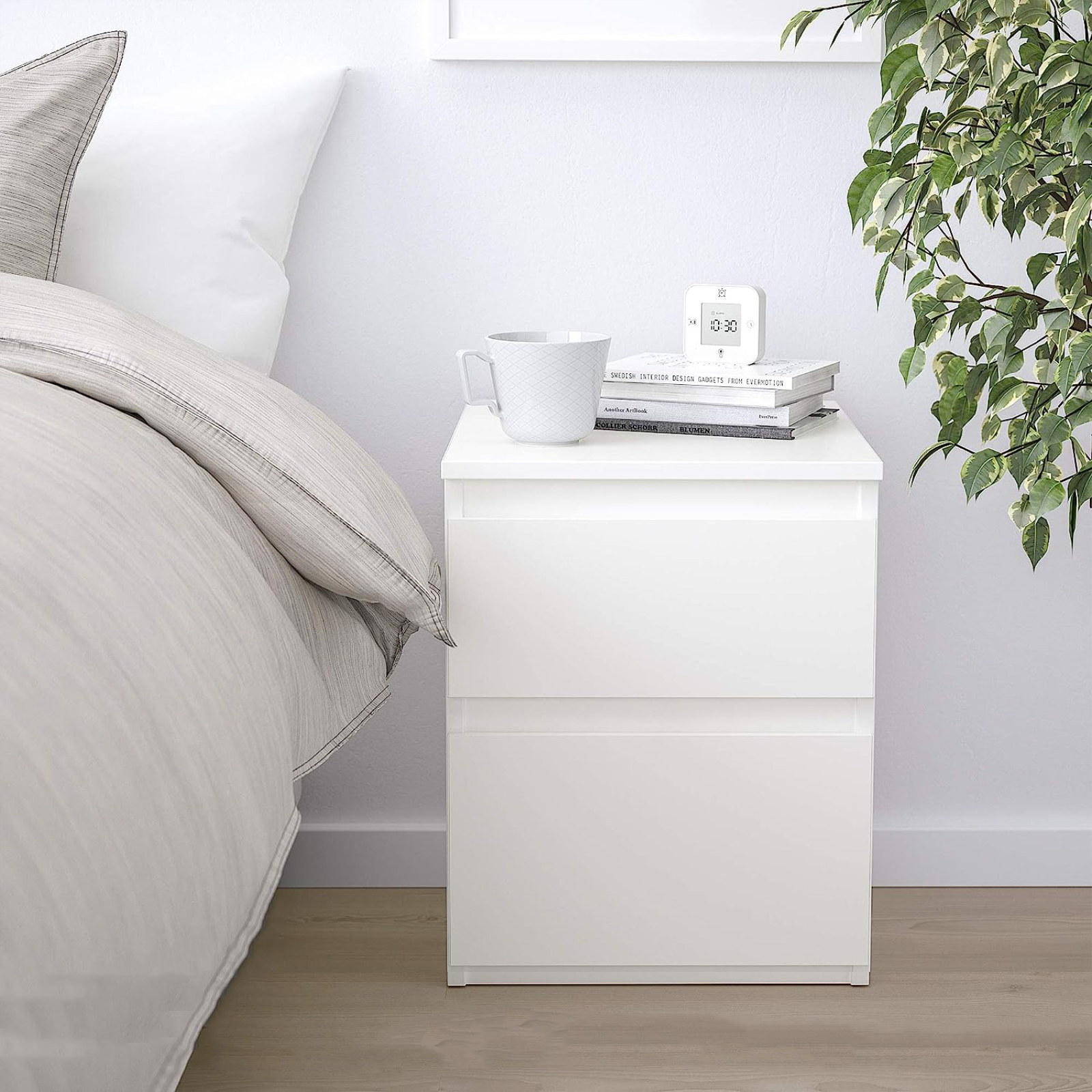 Modern wooden bedside table "Nova" bedside cabinet with 2 drawers cm 40x34 48h