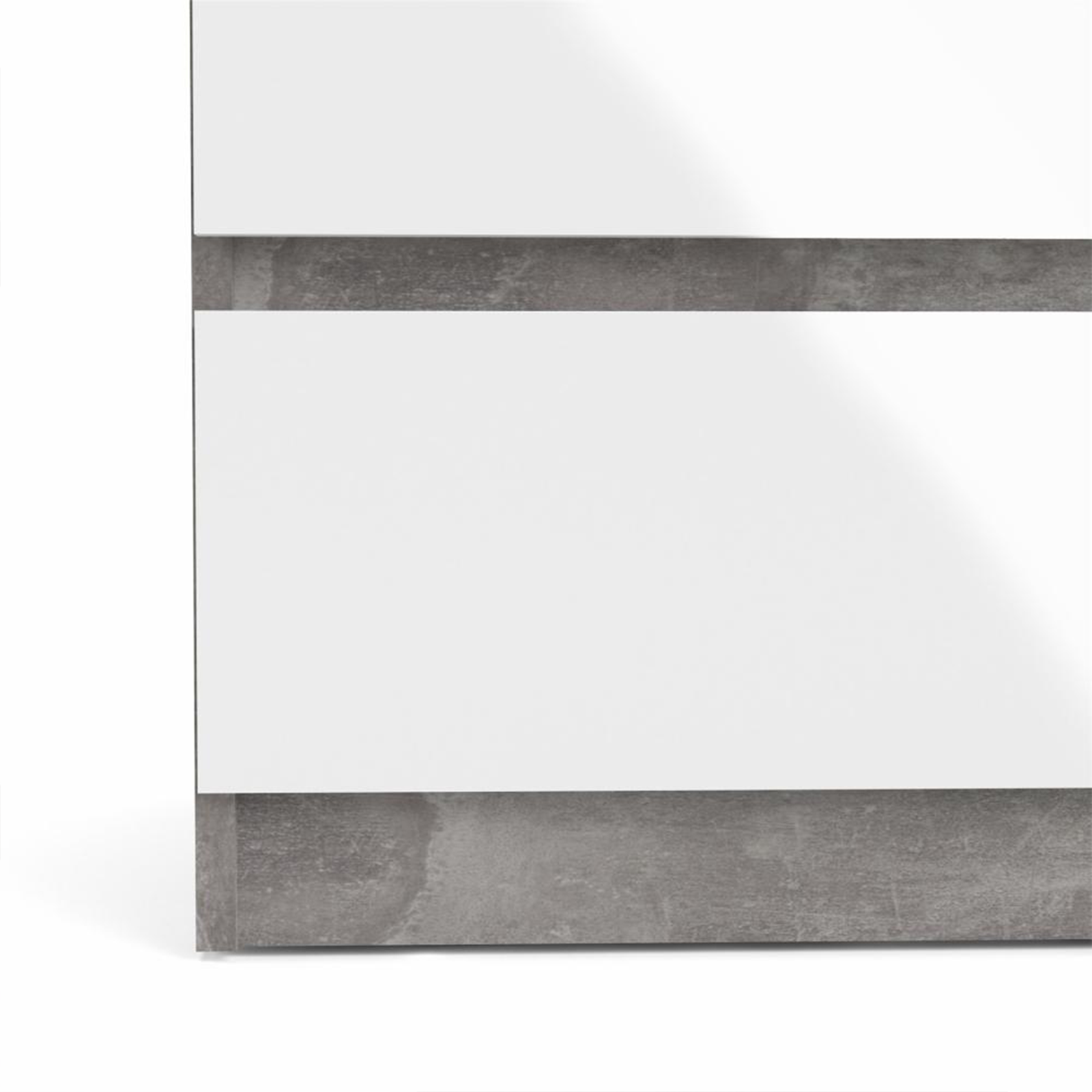 Modern "Naia" bedroom chest of drawers in white wood and concrete
