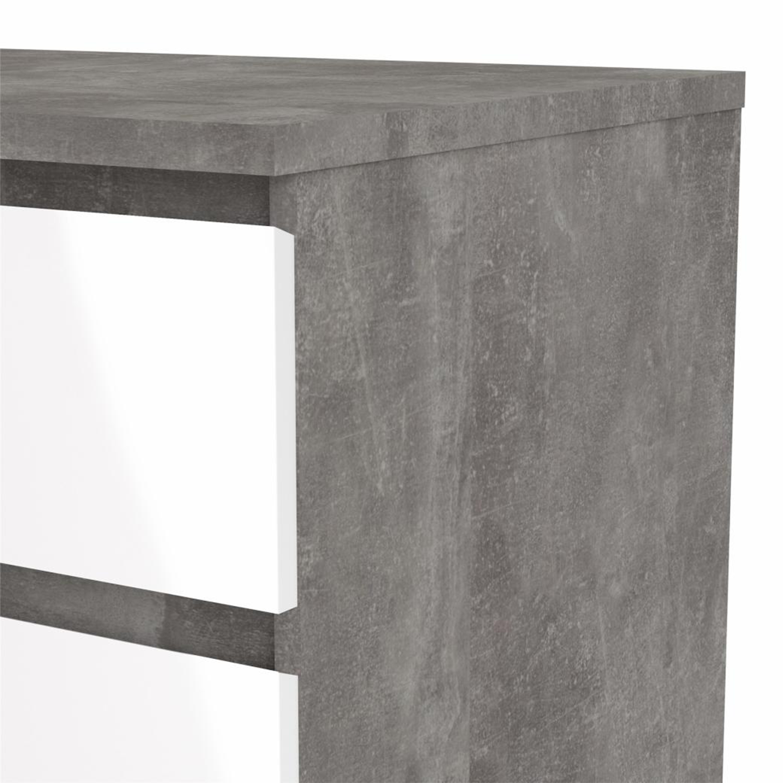 Modern "Naia" bedroom chest of drawers in white wood and concrete
