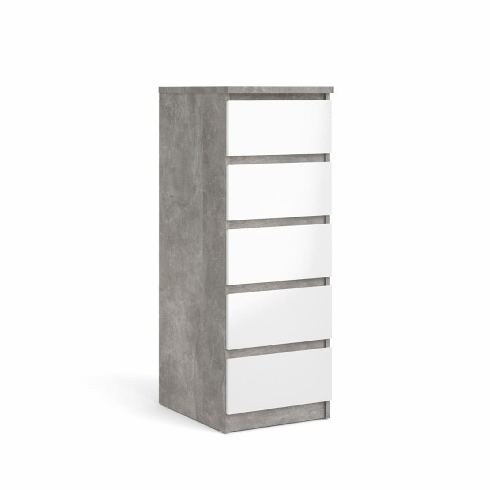 Modern "Naia" bedroom chest of drawers in white wood and concrete