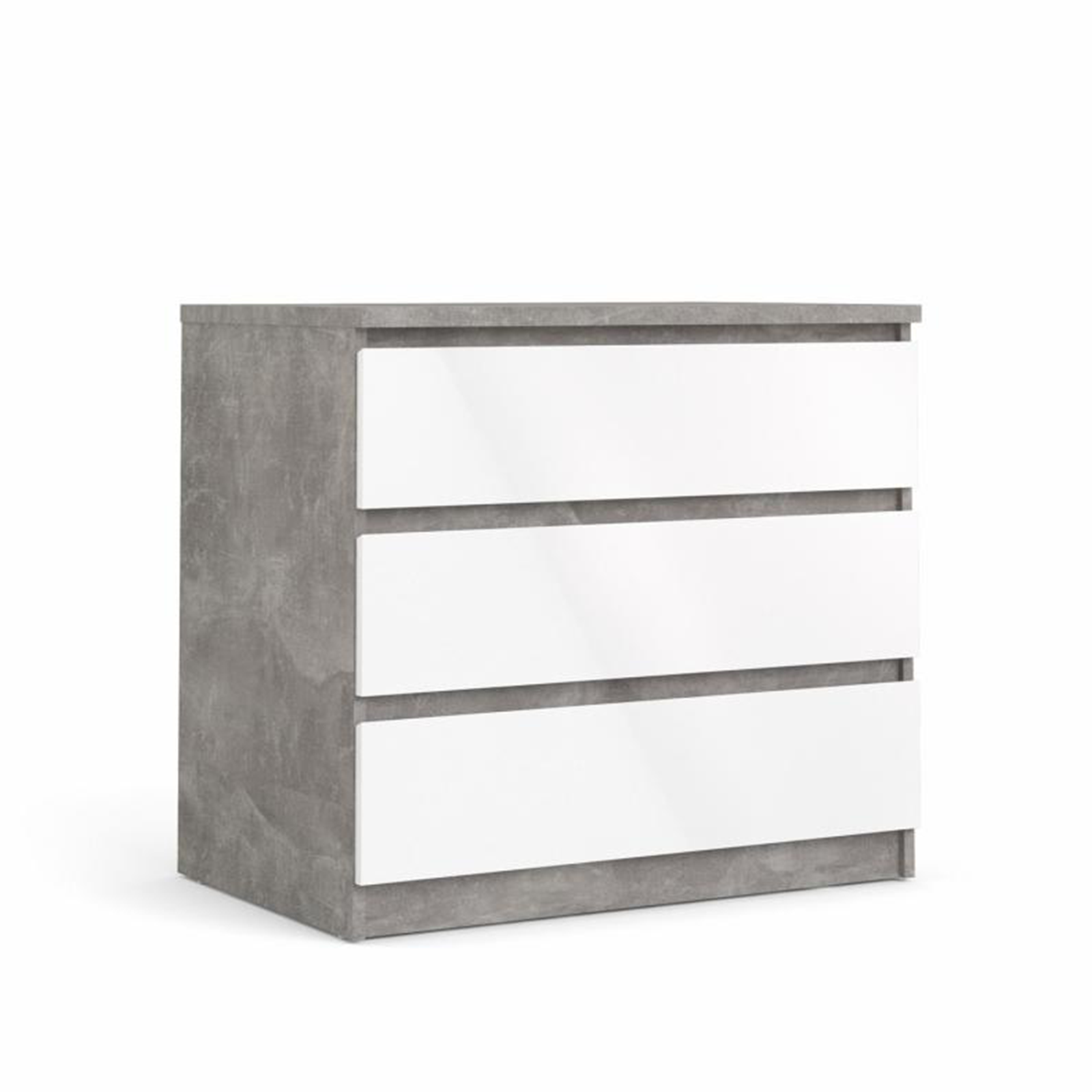 Modern "Naia" bedroom chest of drawers in white wood and concrete