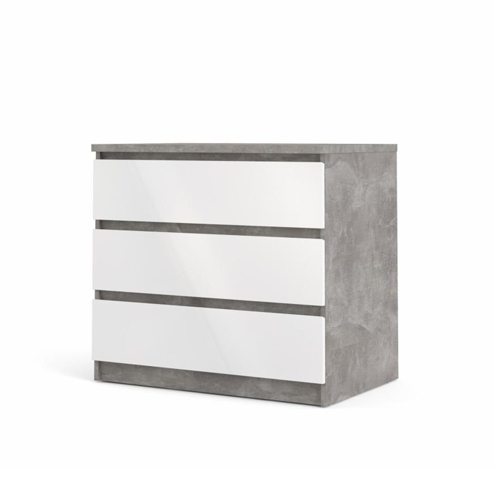 Modern "Naia" bedroom chest of drawers in white wood and concrete