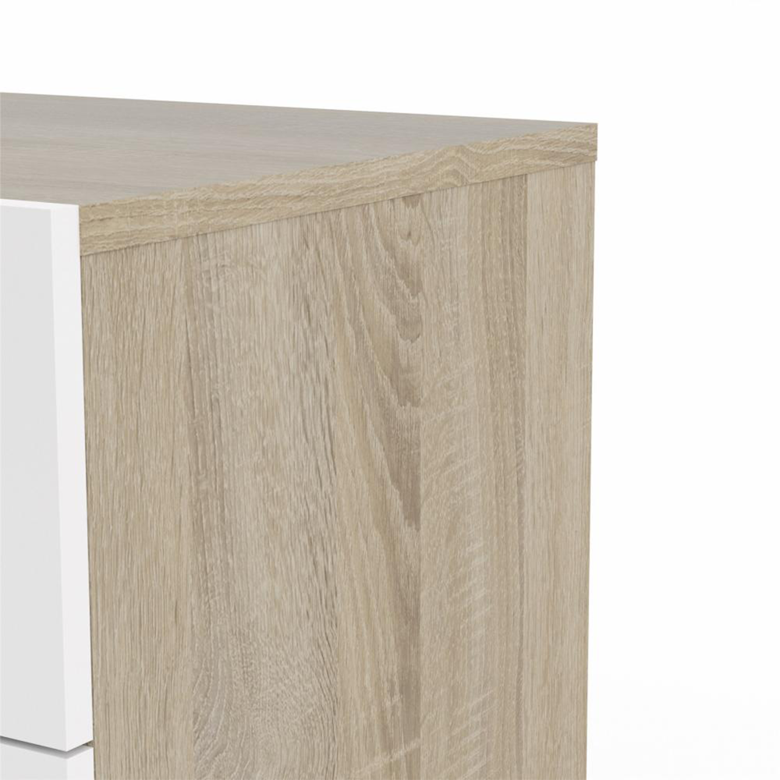 Modern chest of drawers "Pepe" in white wood and oak 4 drawers 70x40 cm 82h