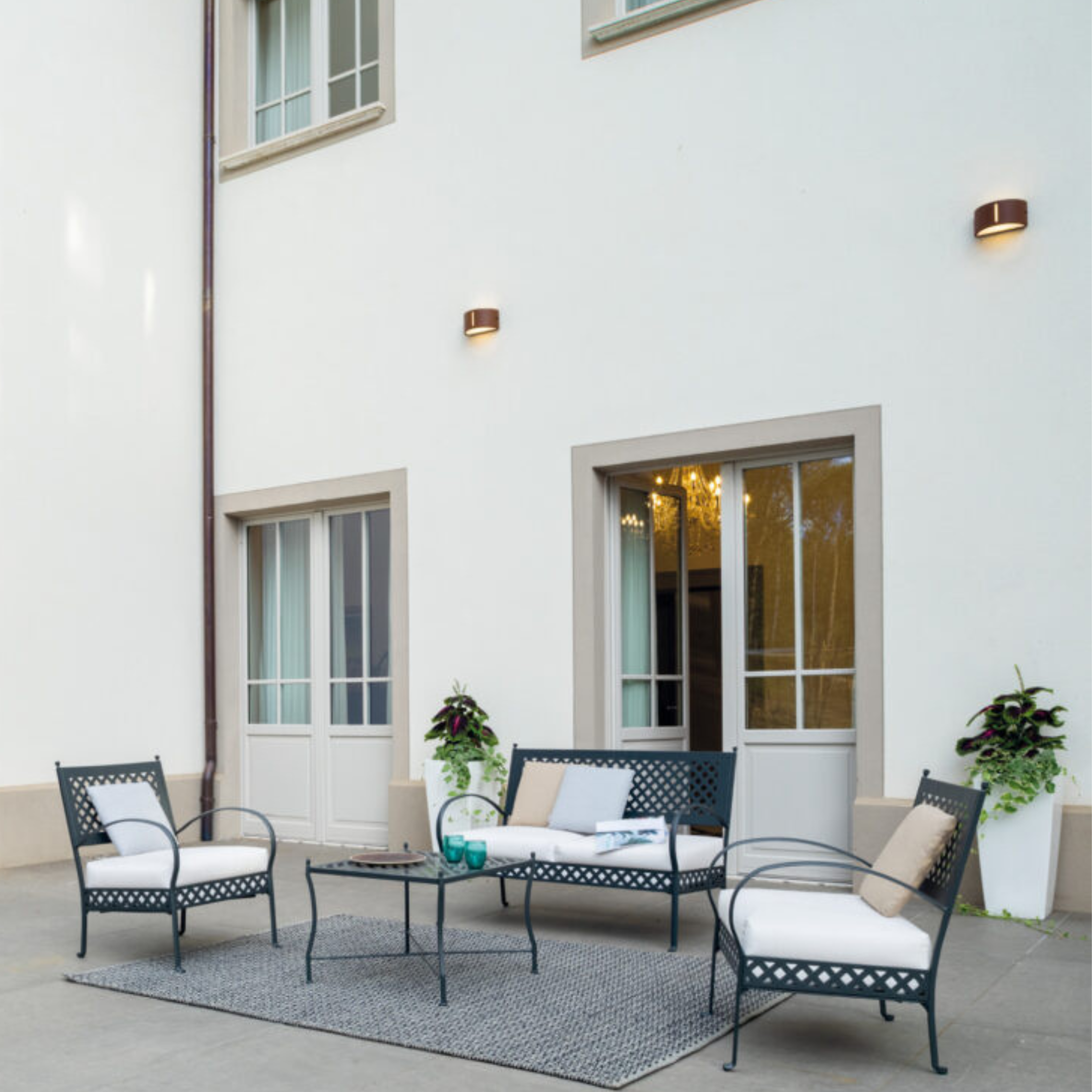 Low metal garden armchair "Springtime" lounge chair cm 64.5x75 83h