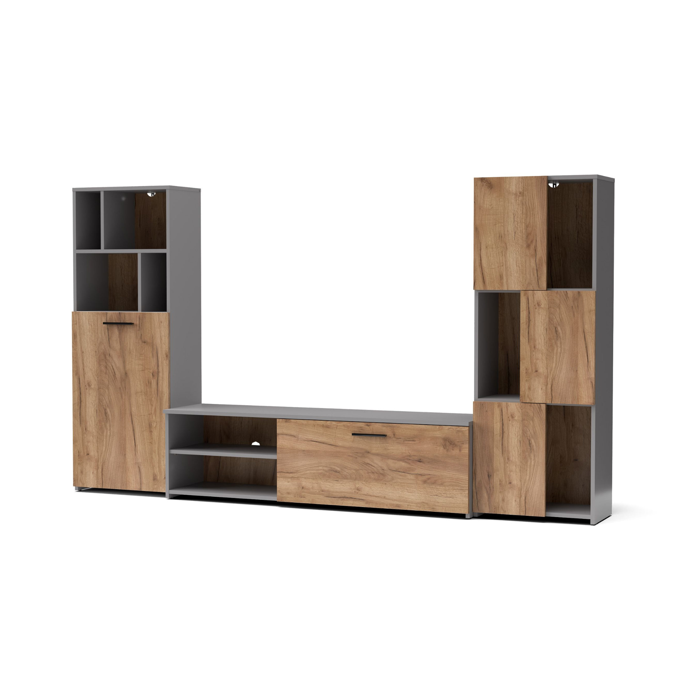 "Joy" living room wall unit kit, 240x35 cm, 137 cm high