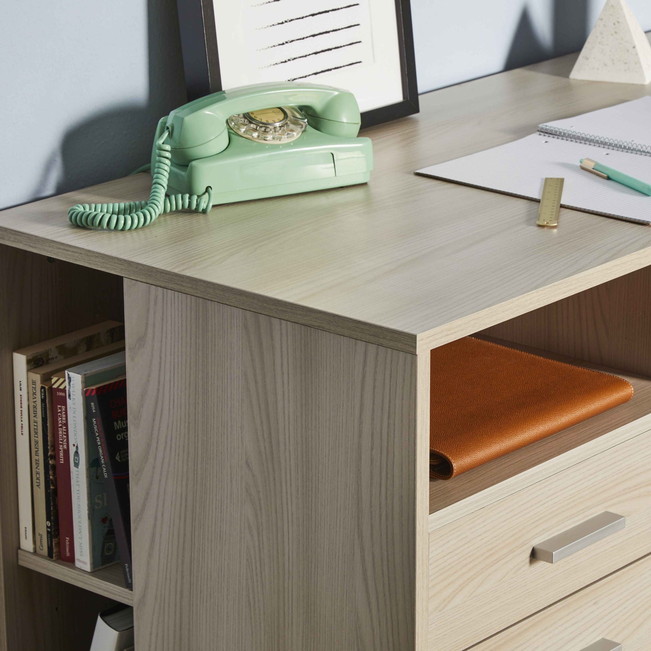 Space-saving 4-drawer wooden desk "Tokyo" 120x55 cm 76h