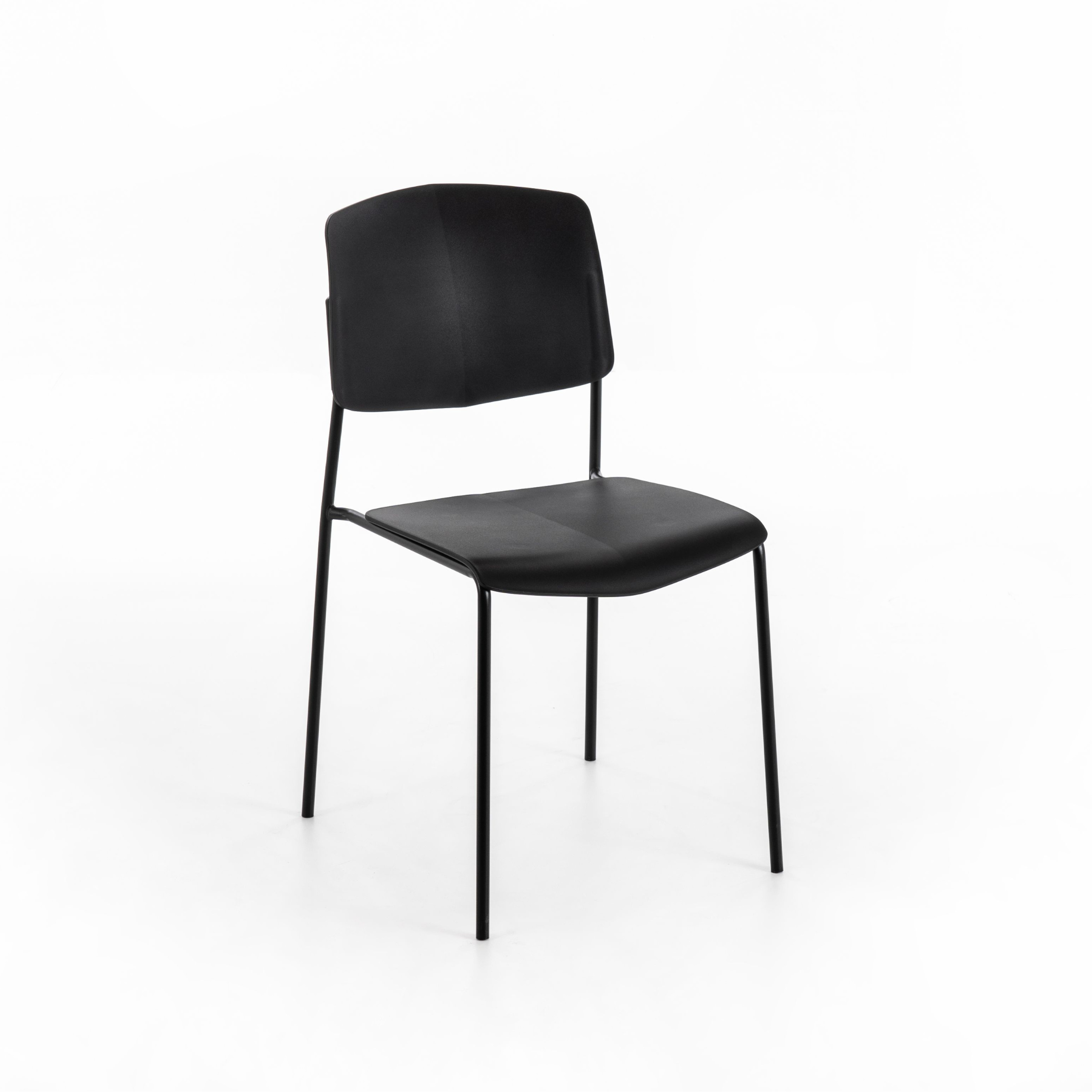 Set of modern stackable "Giada" polypropylene chairs with painted metal legs