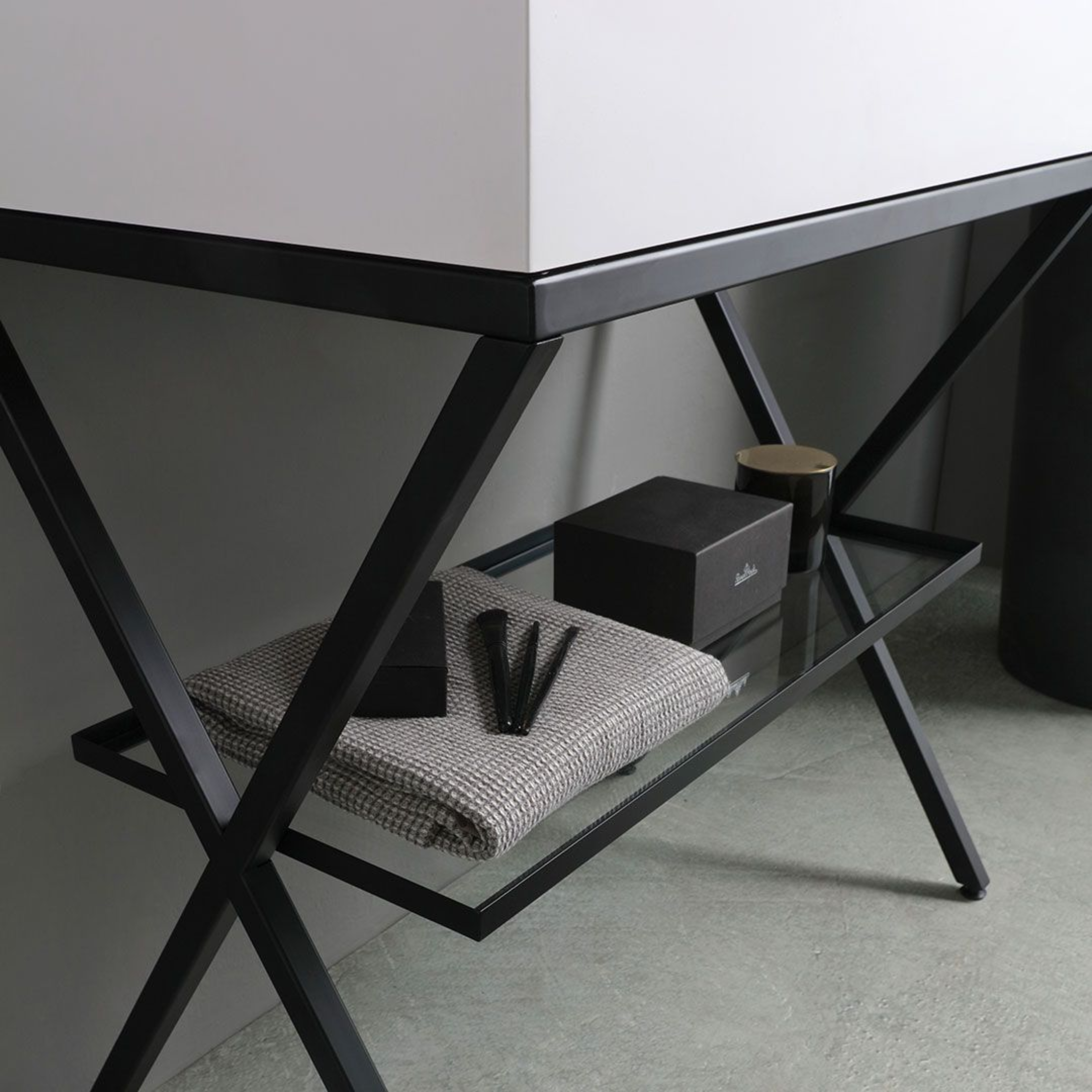 Cartagena white floor-standing bathroom cabinet with LED mirror and 80 cm glass shelf