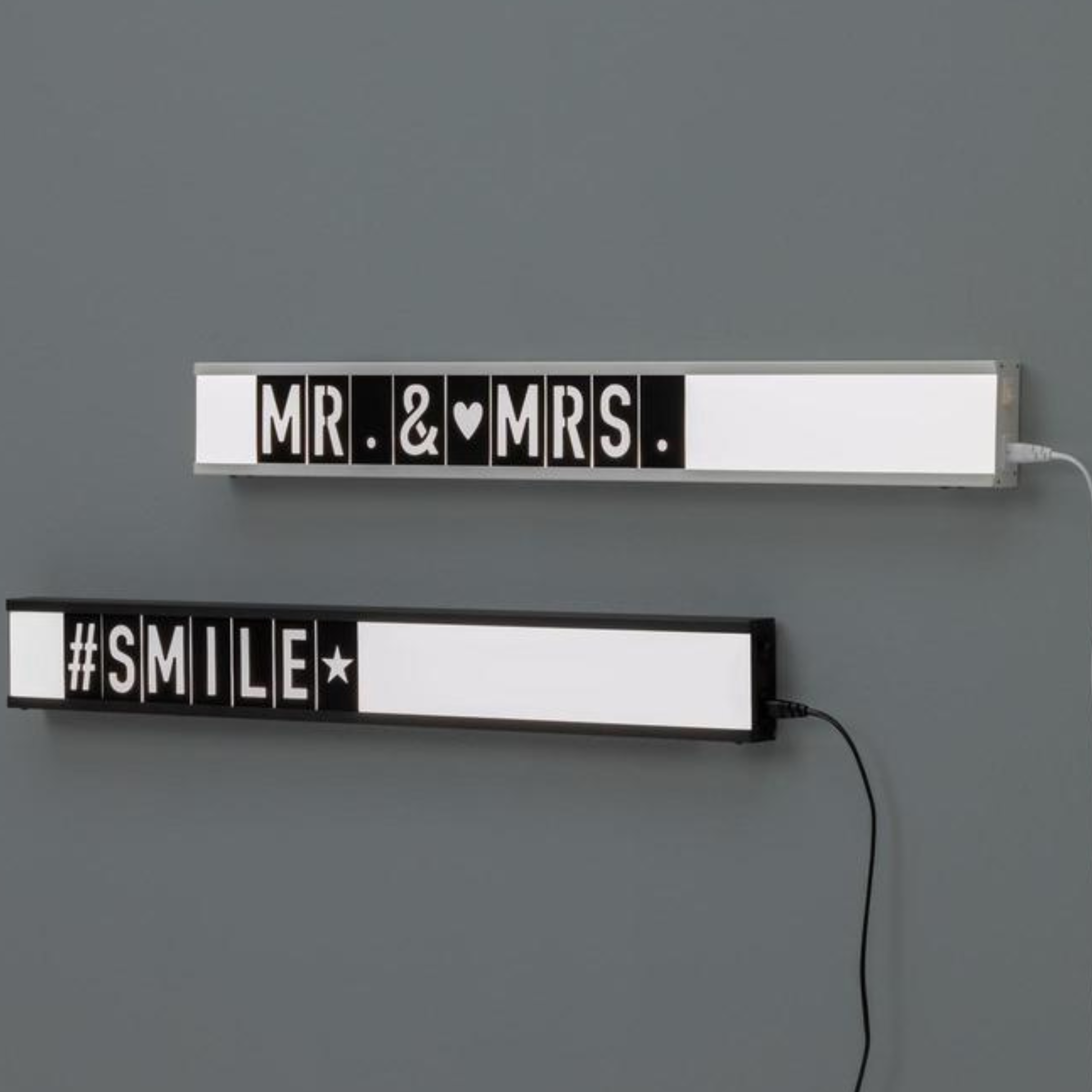 "Naos" metal LED table lamp with letters, 80x3 cm, 10h