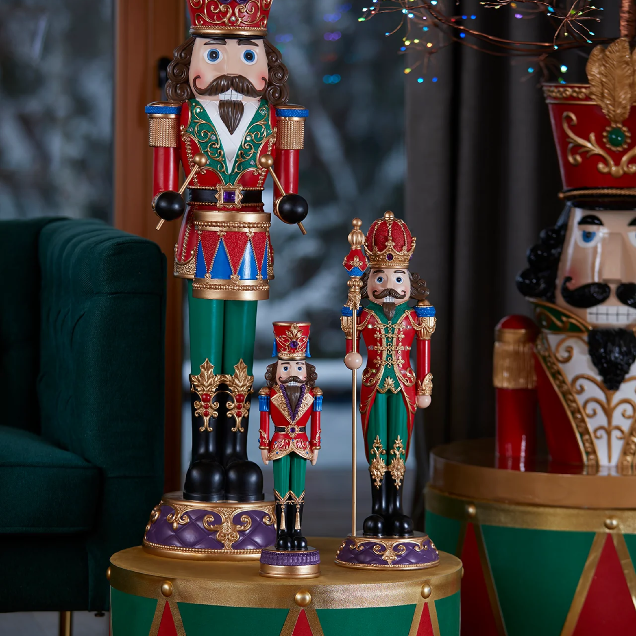 Multicolored LED illuminated Christmas soldier, festive decoration, 35 cm high.