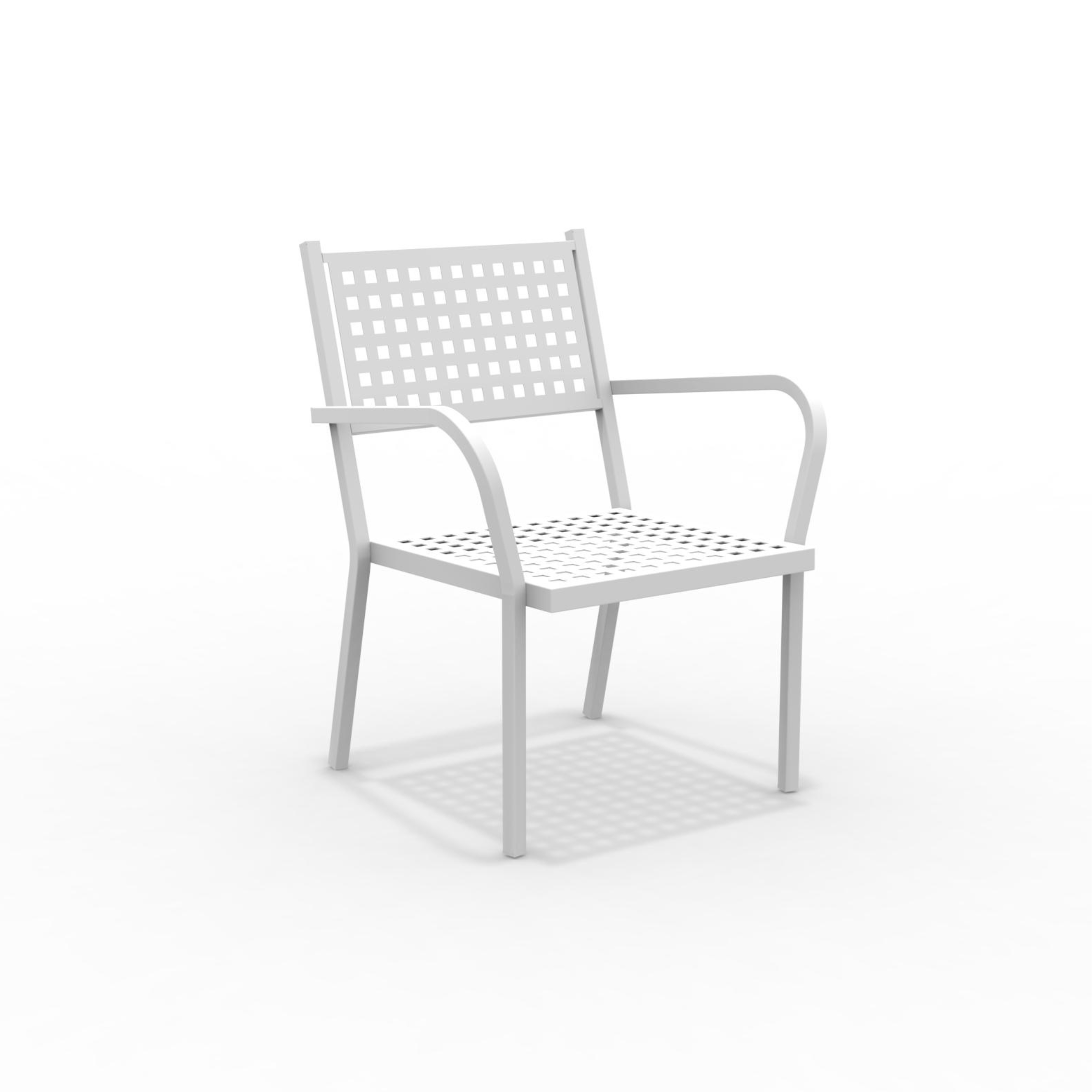 Set of modern "Alice" low stackable metal garden armchairs, 65x63 cm, 77 cm high.