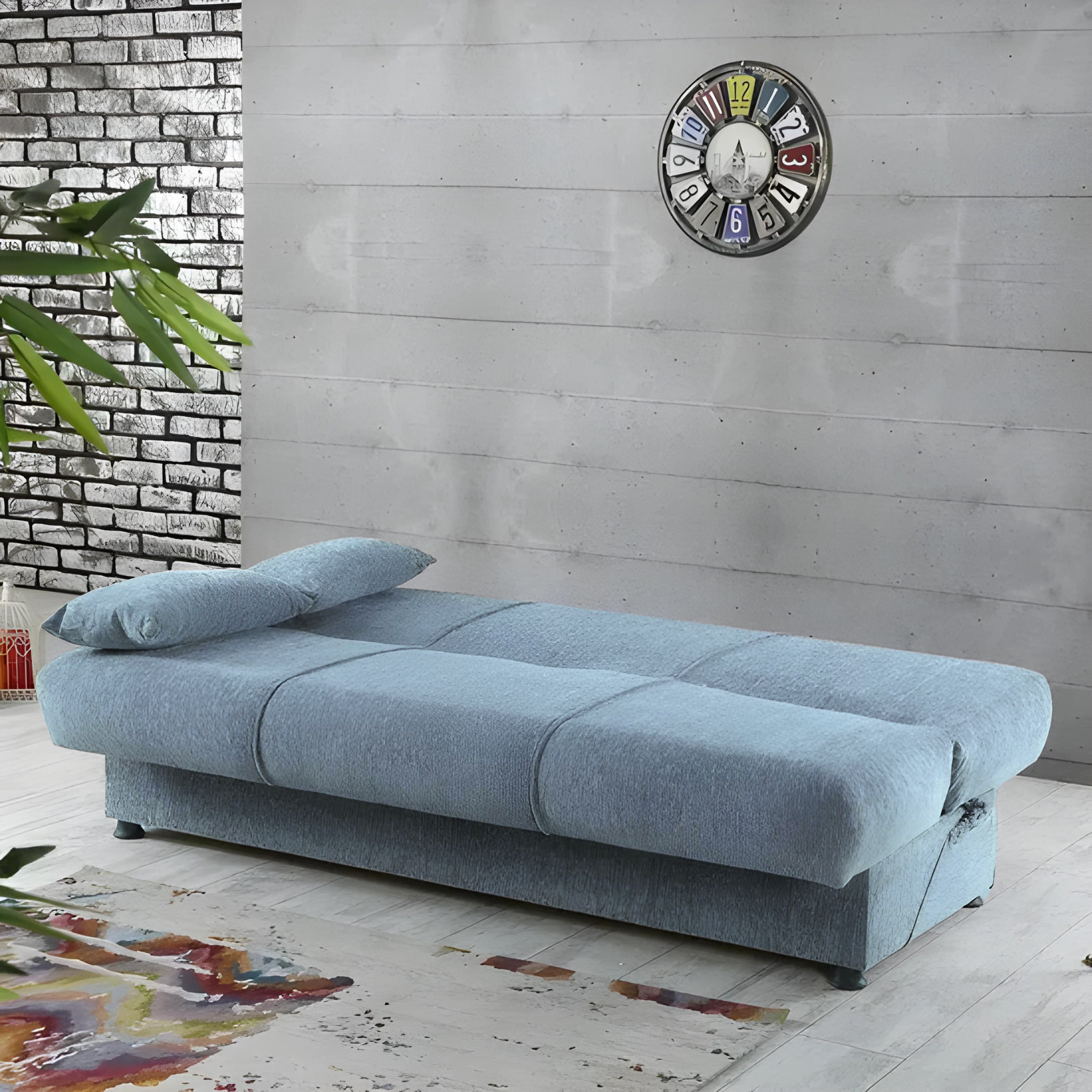 Modern "Jim" fabric sofa bed with storage cm 190x64 90h