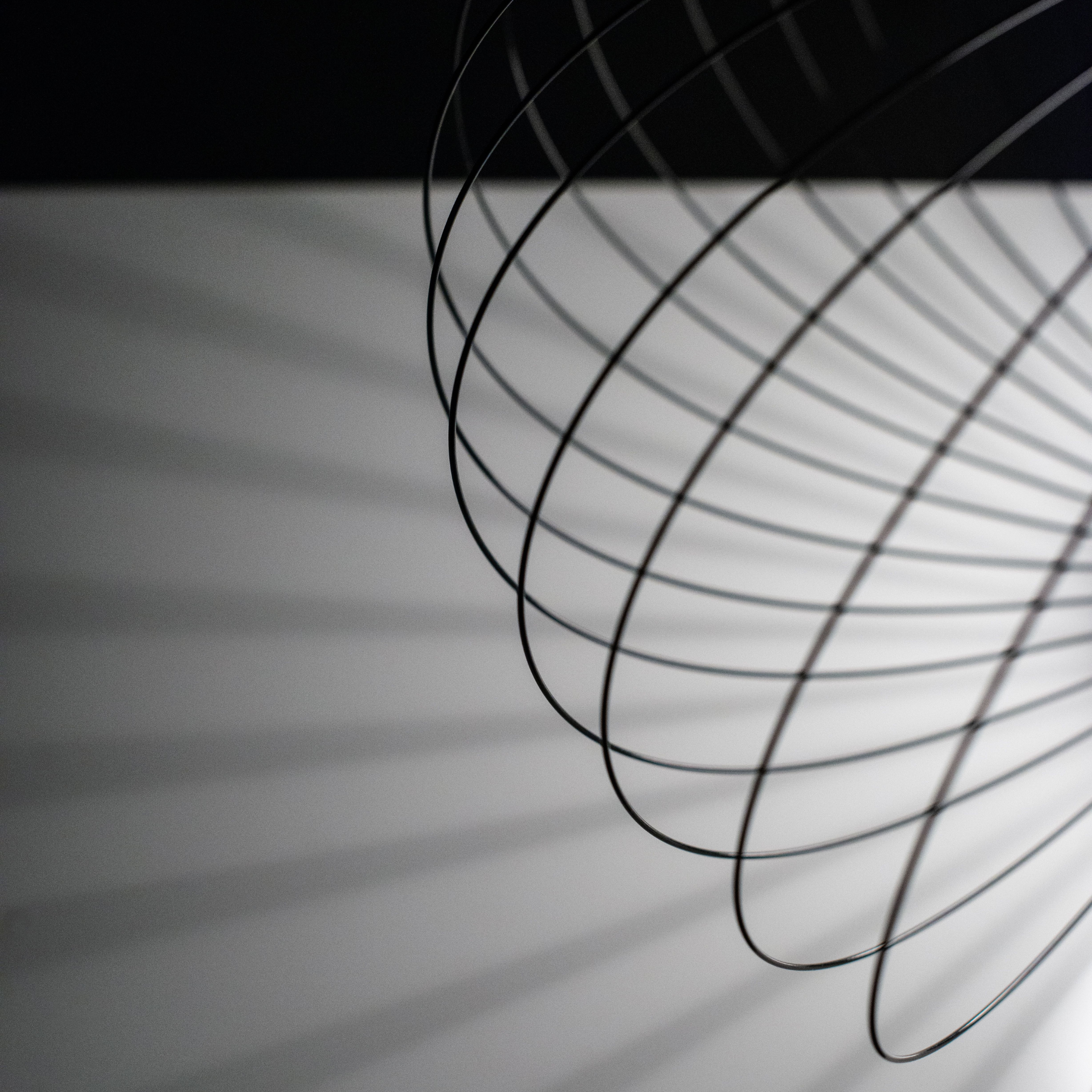 "Jaula" LED floor, table and hanging lamp with steel shade