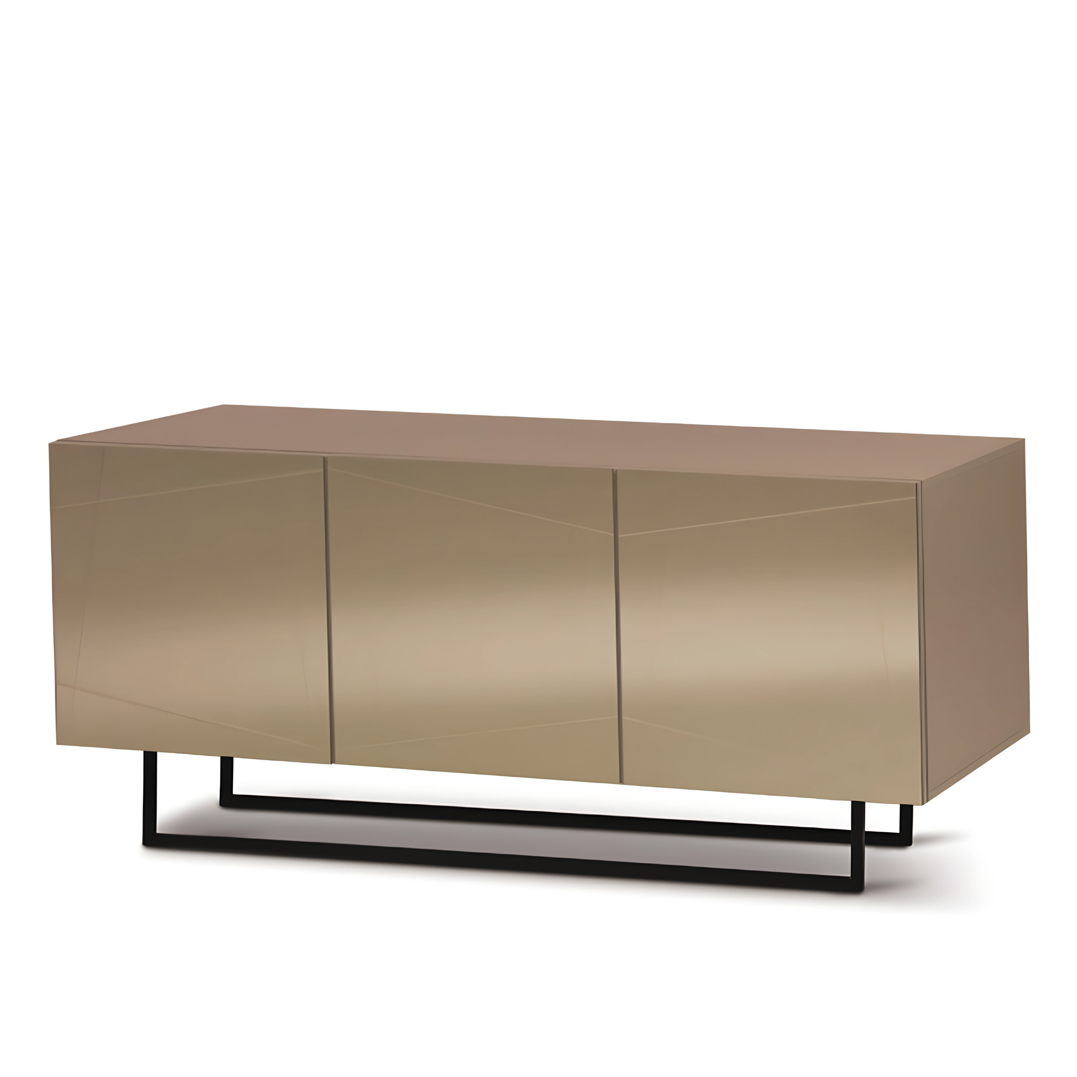 Modern, pre-assembled wooden sideboard "Conty" with 3 mirrored doors, 180x50 cm, h80 cm