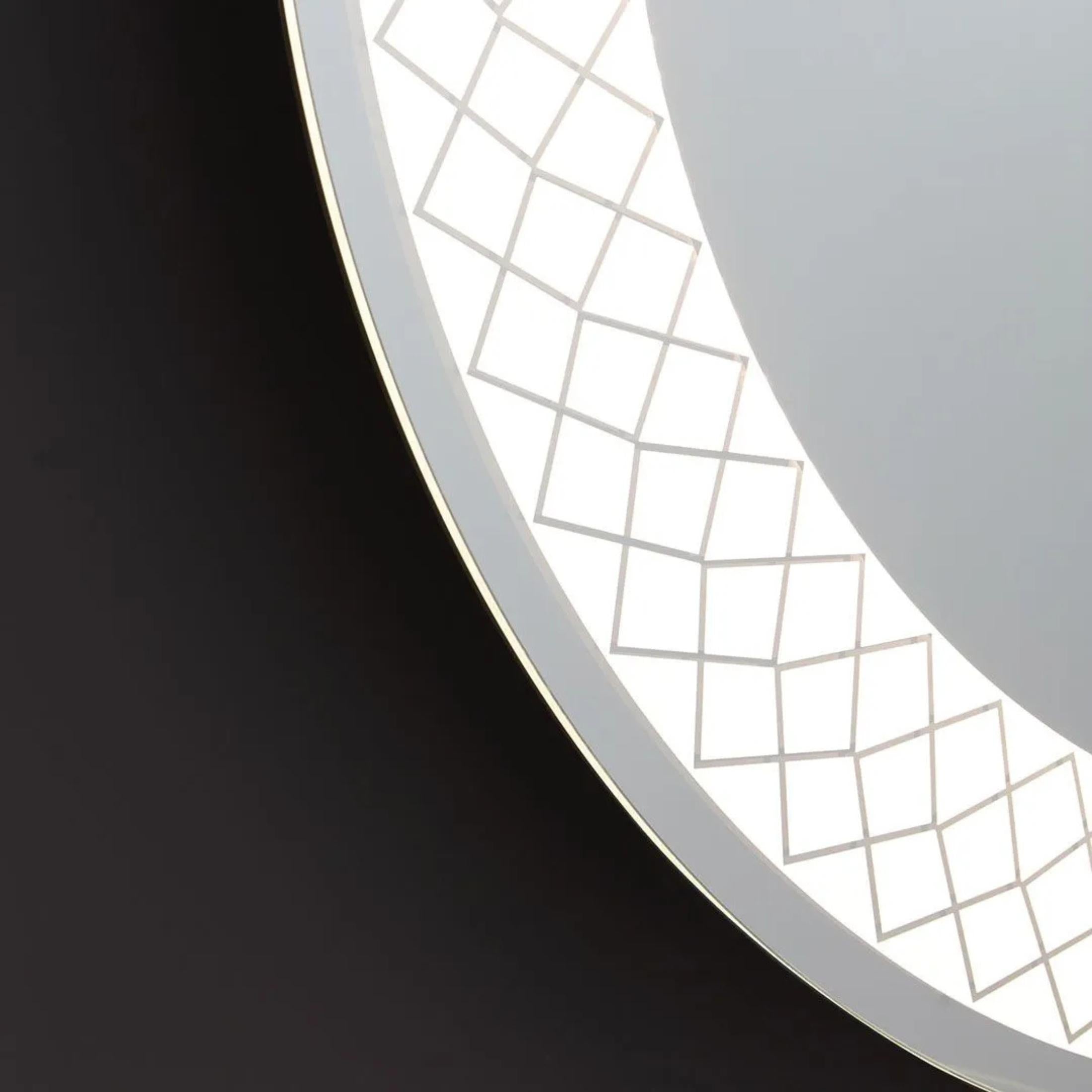 Espejo redondo con marco iluminado por LED "Aura" en aluminio, 70x70 cm