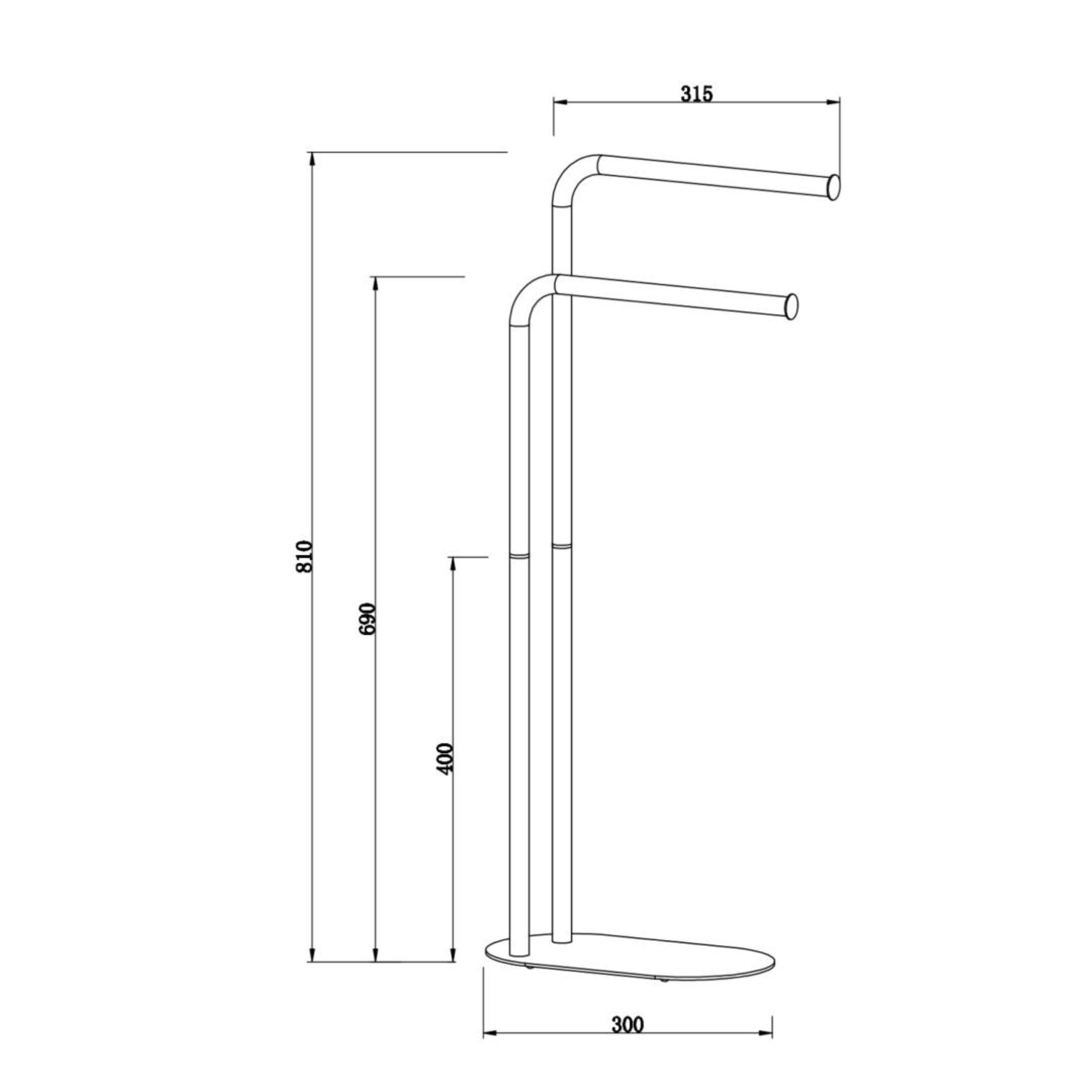 "Katrin" floor lamp with 2 towel holder arms in matt black metal