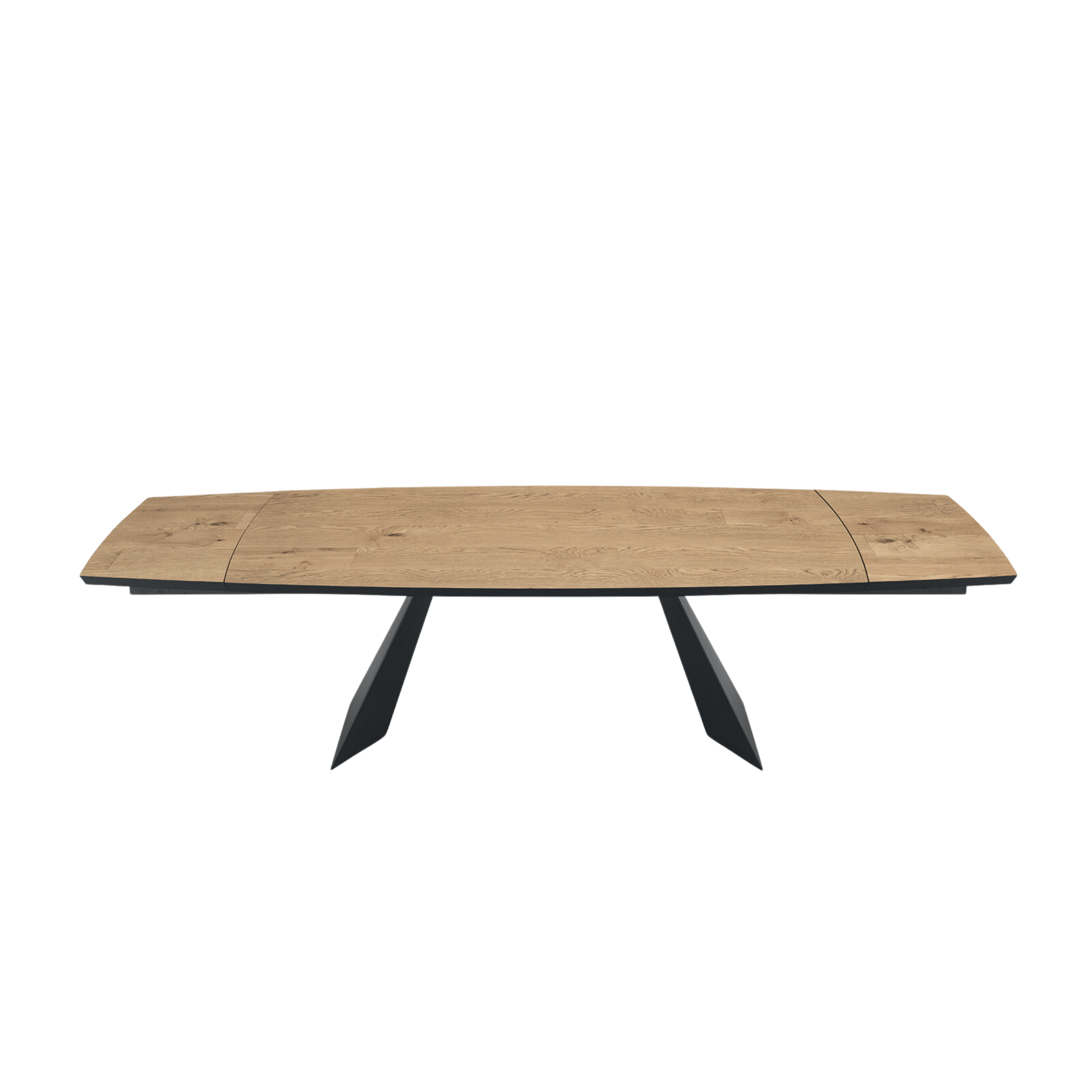 Modern extendable table "Nora" with metal base and oak top
