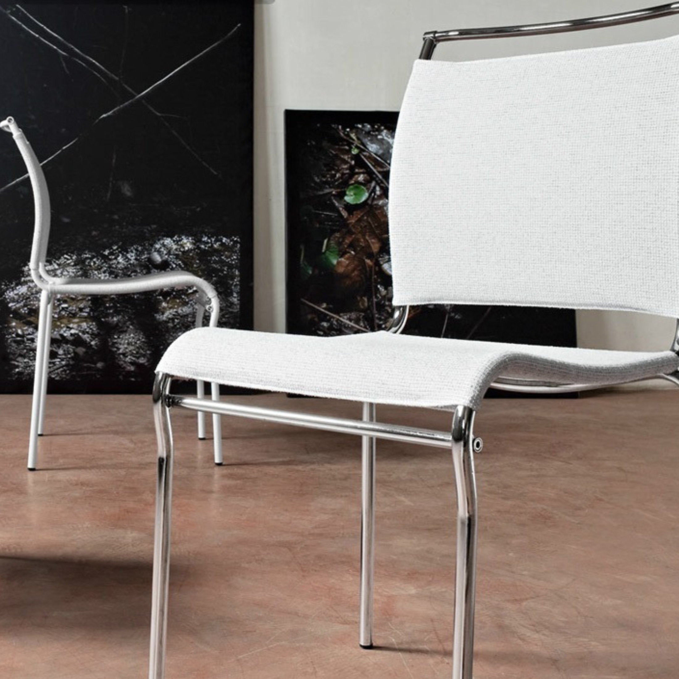 Set of modern "Air" living room chairs in breathable fabric 53x55 cm 84h