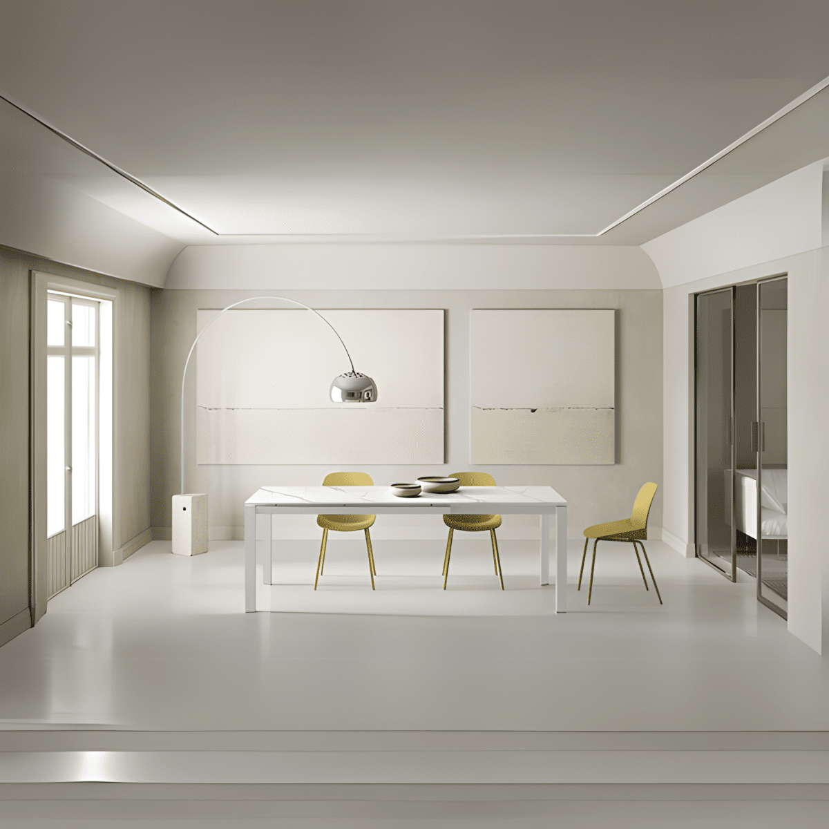 Tavolo allungabile moderno "Filo 24" piano in ceramica gambe in alluminio cm 140/220x90 75h - MondoViro