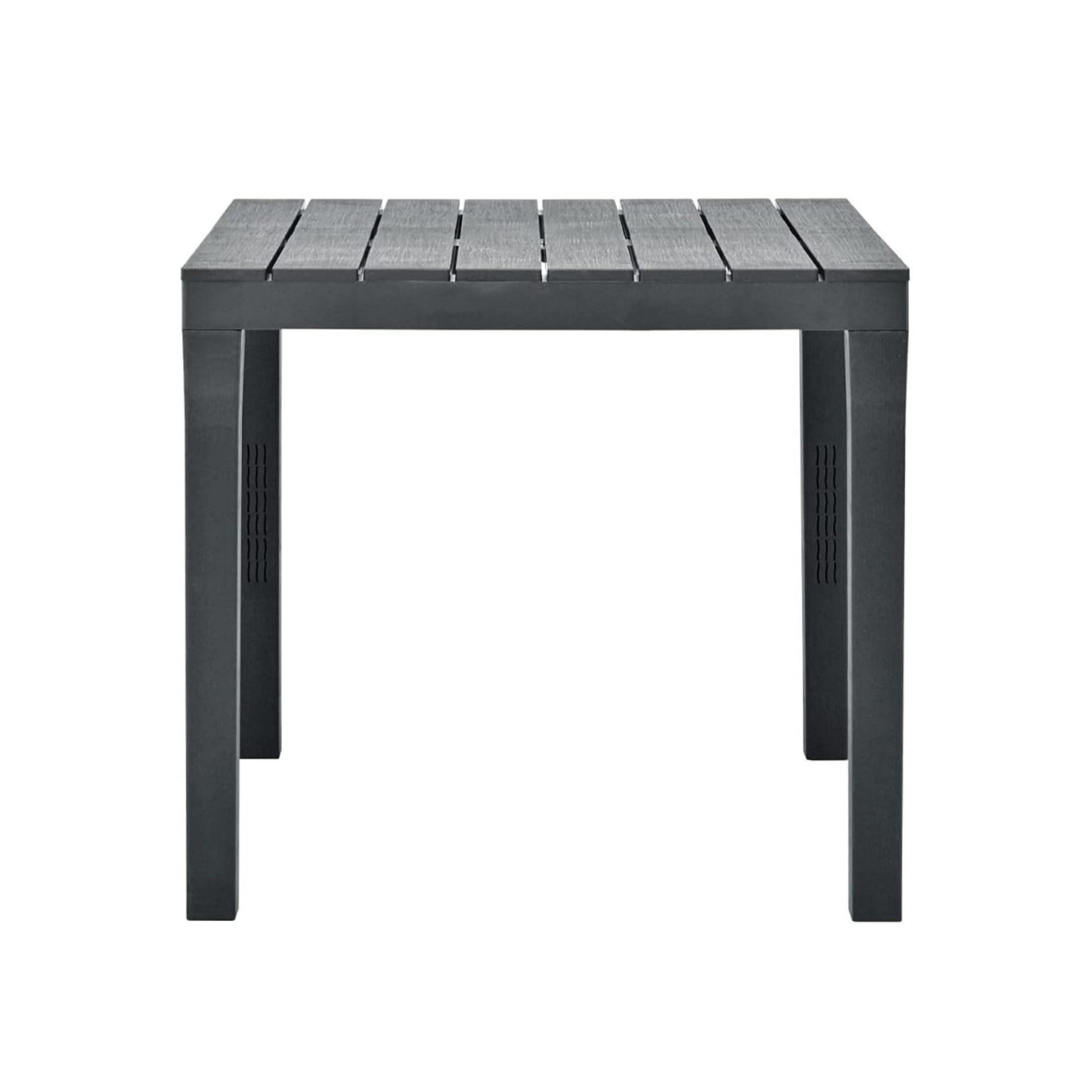 "Bali" resin garden table with wood-effect slats, 78x78 cm, 72 cm high