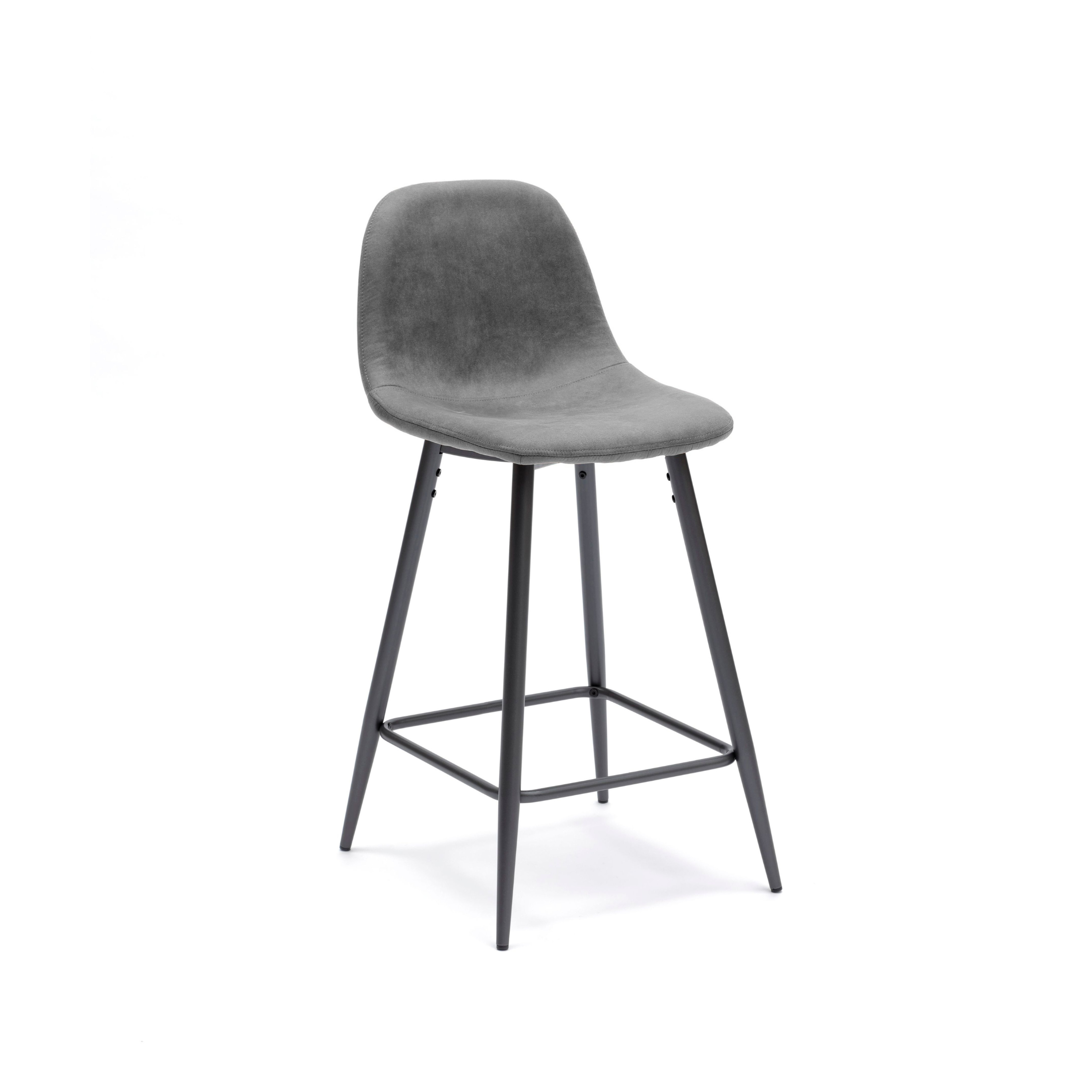 Set of high padded stools "Brig" in imitation leather with footrest cm 50x44 84h