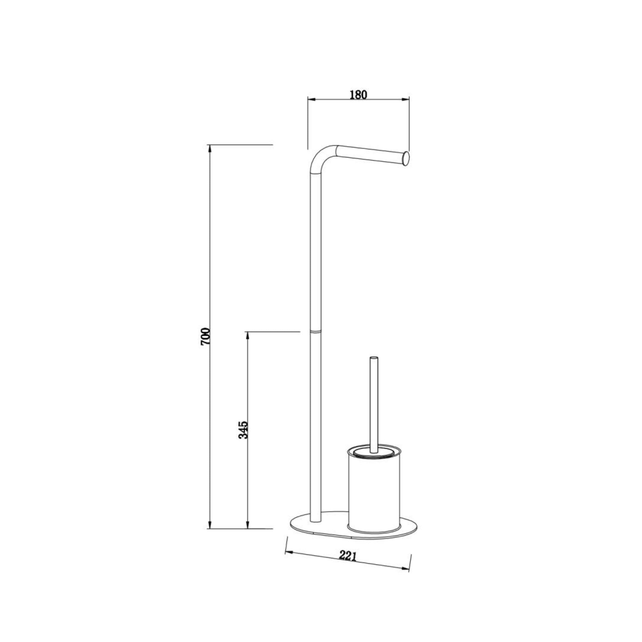 "Friedrich" freestanding toilet roll holder with brush holder in matt black metal and oval base