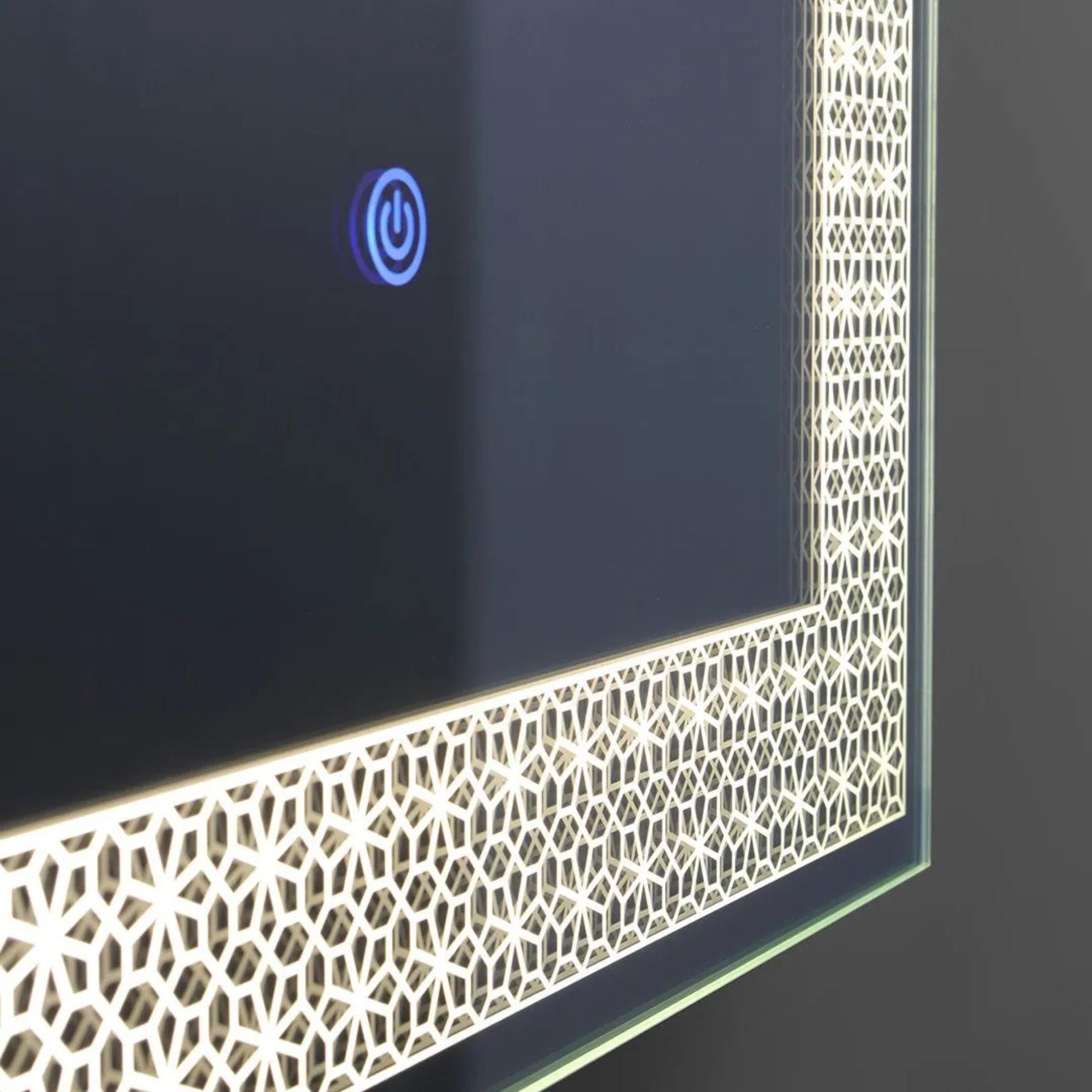 Rectangular LED mirror "Fresno" with illuminated decorated frame, 50x70 cm