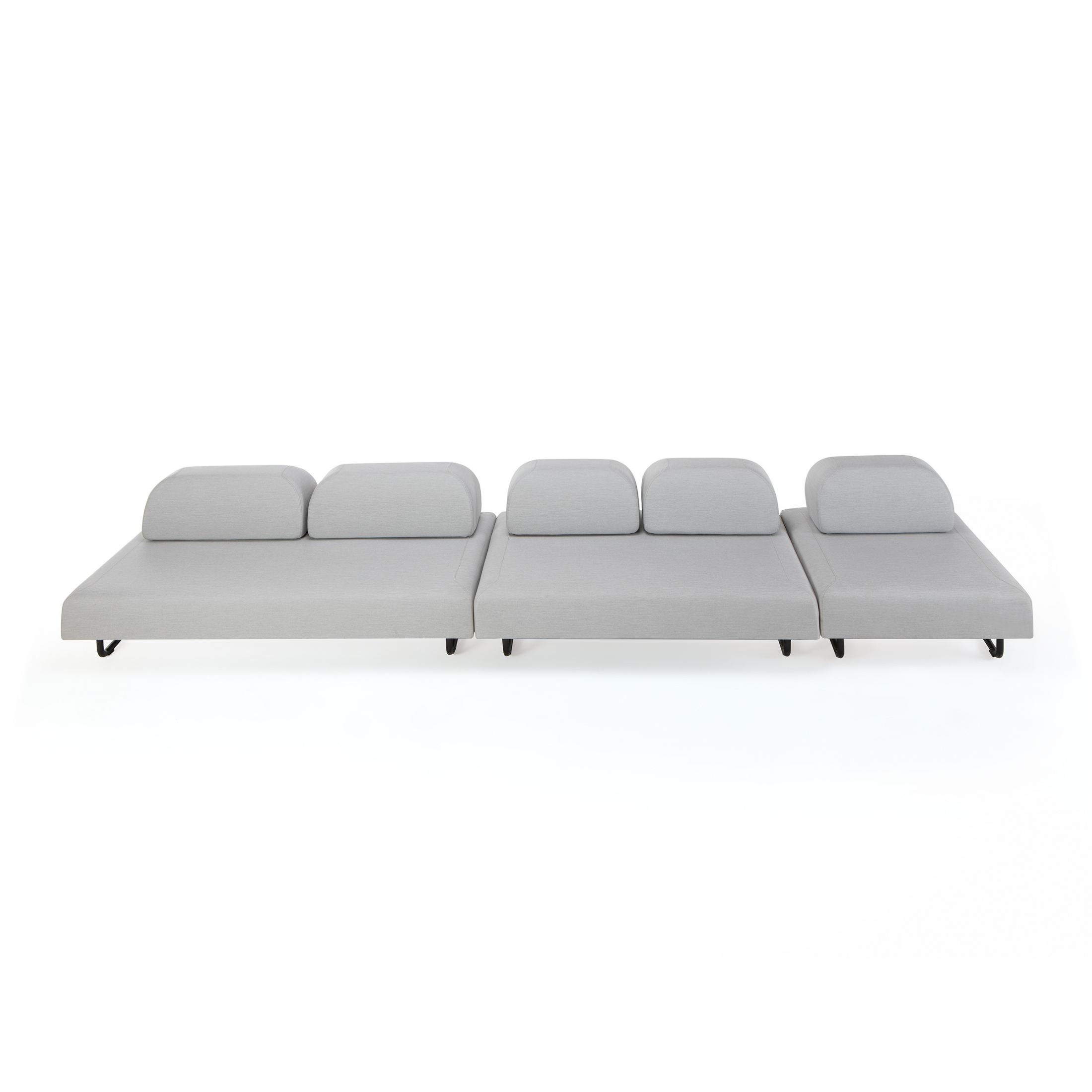"Santa Fe" padded triple sofa module in metal for the garden, 190x90 cm, 70 cm high.