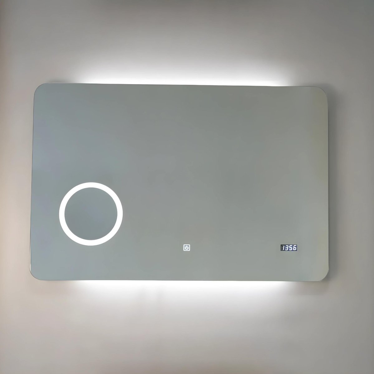 Specchio a led "Zamas" con lente ingranditore e orologio digitale touch - MondoViro