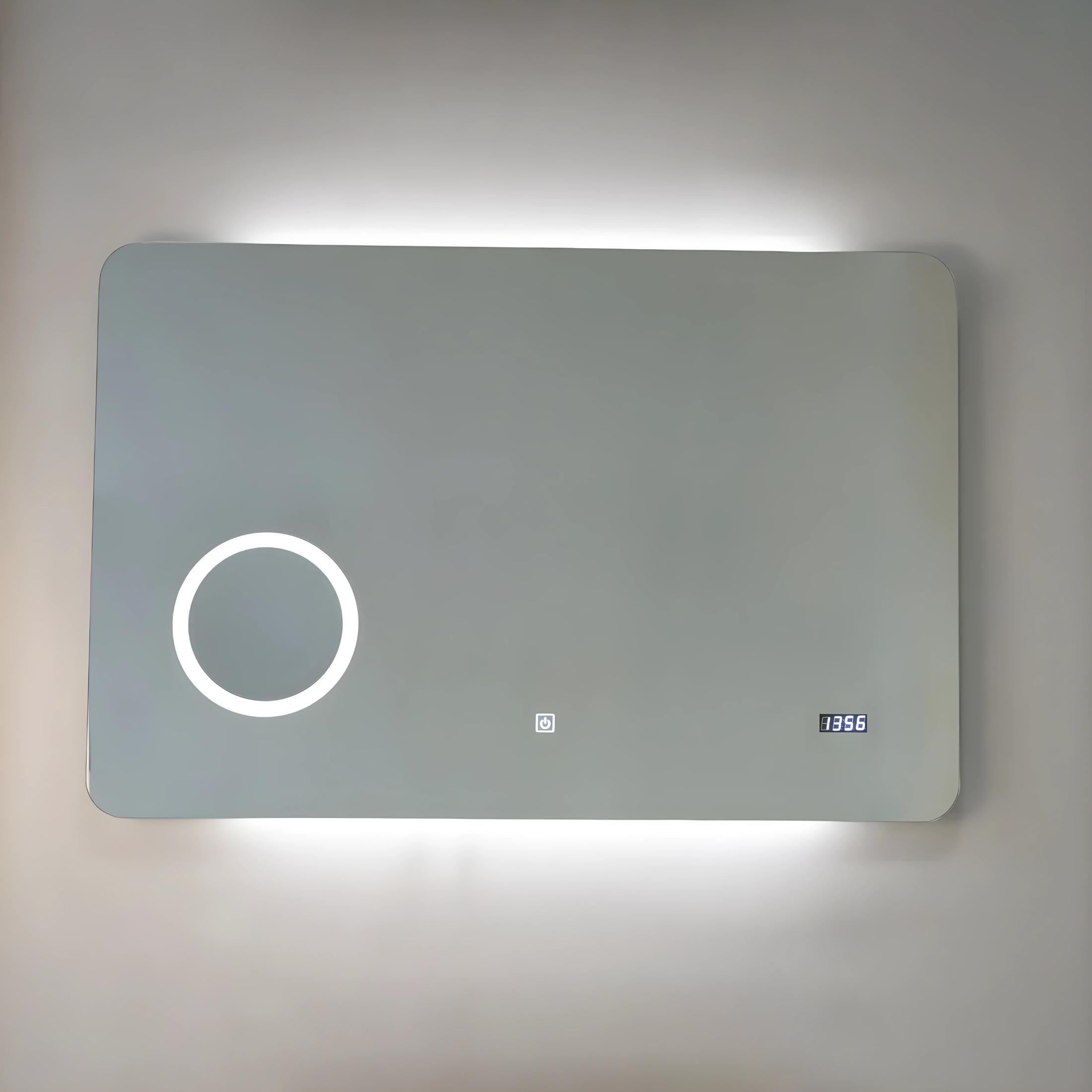 "Zamas" LED mirror with magnifying lens and digital touch clock