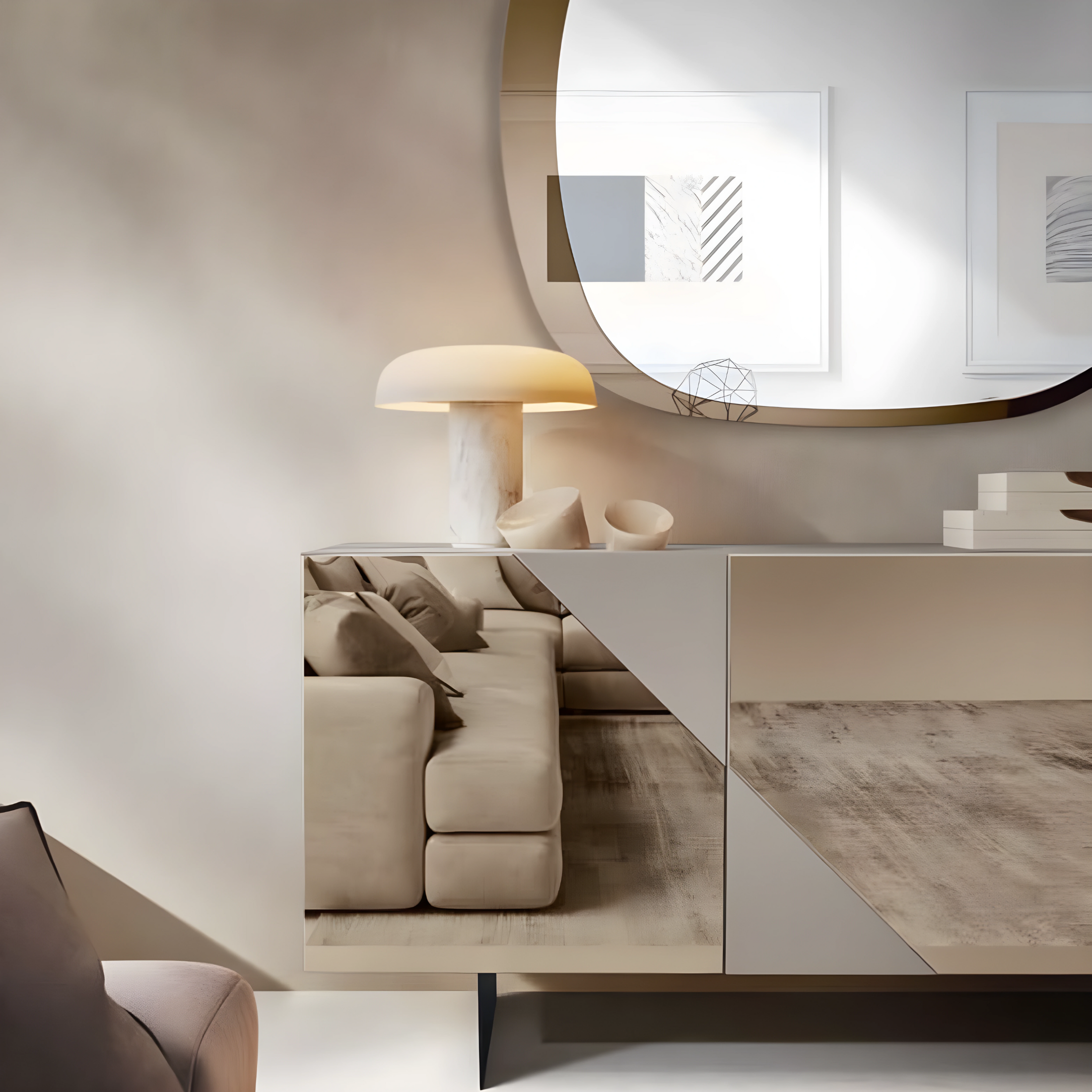 Modern 3-door entrance sideboard "Arte180" already assembled with mirrored doors, 180x50 cm, h80 cm