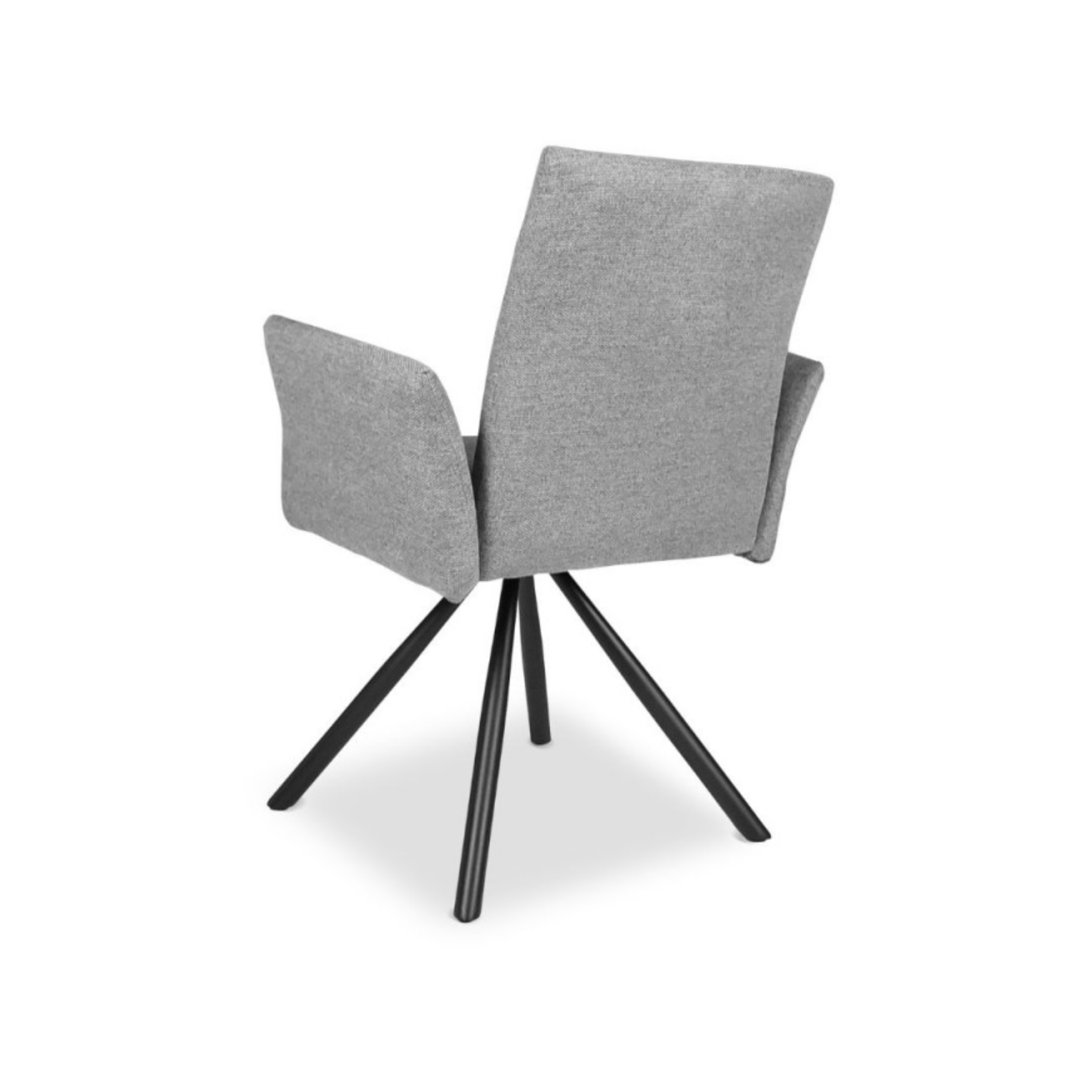 Set of "Mosaic" swivel dining chairs upholstered in fabric with black metal legs cm 66x63 88h