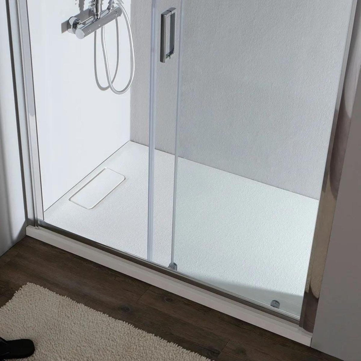 Doccia nicchia con porta scorrevole "Genova" in vetro temperato trasparente h 185 cm - MondoViro